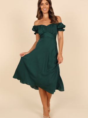 Mickenna Sweetheart Frill Midi Dress - Emerald