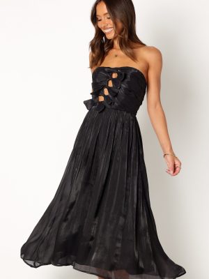 Mila Strapless Midi Dress - Black