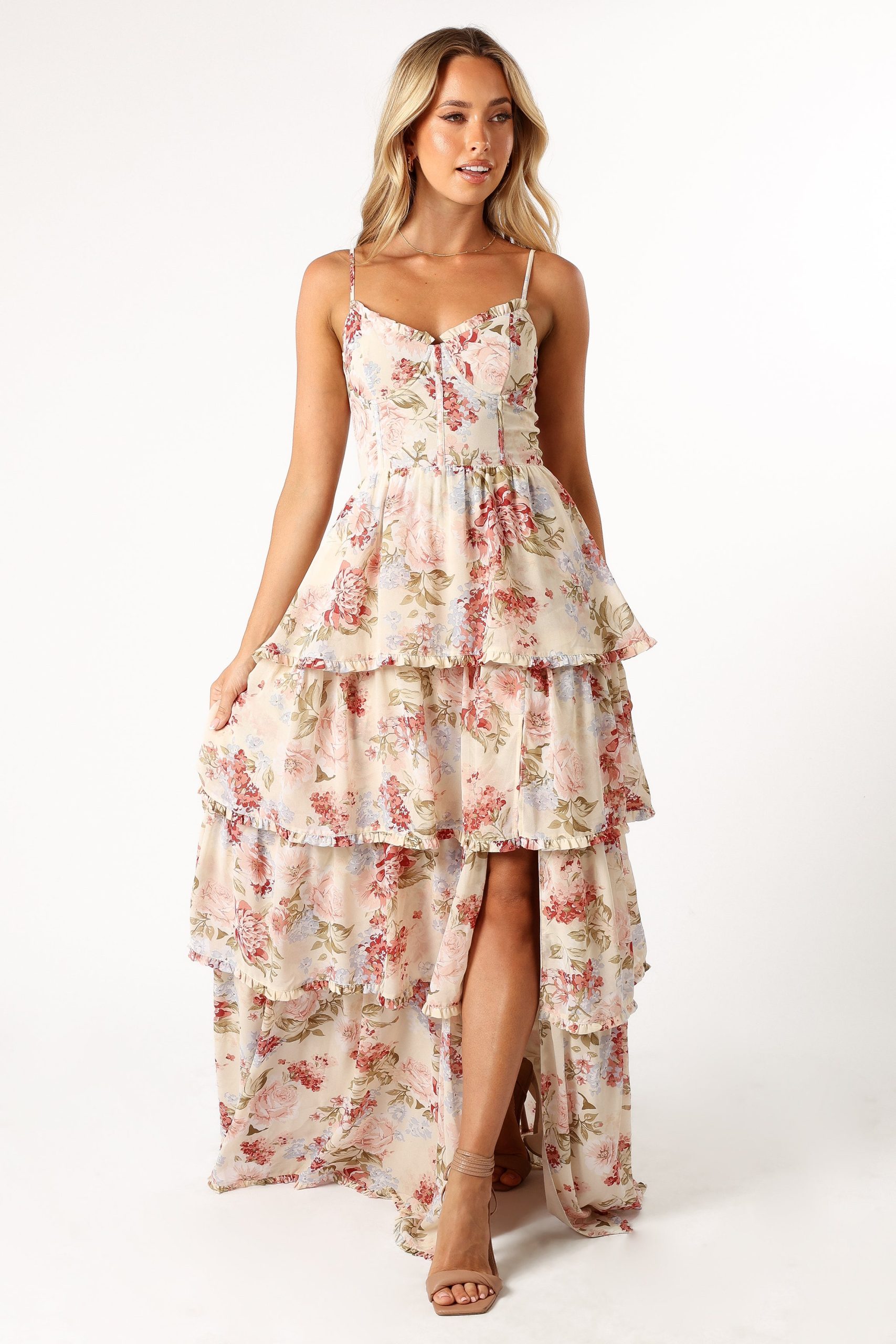 Mito Tiered Maxi Dress - Cream Floral - Image 3