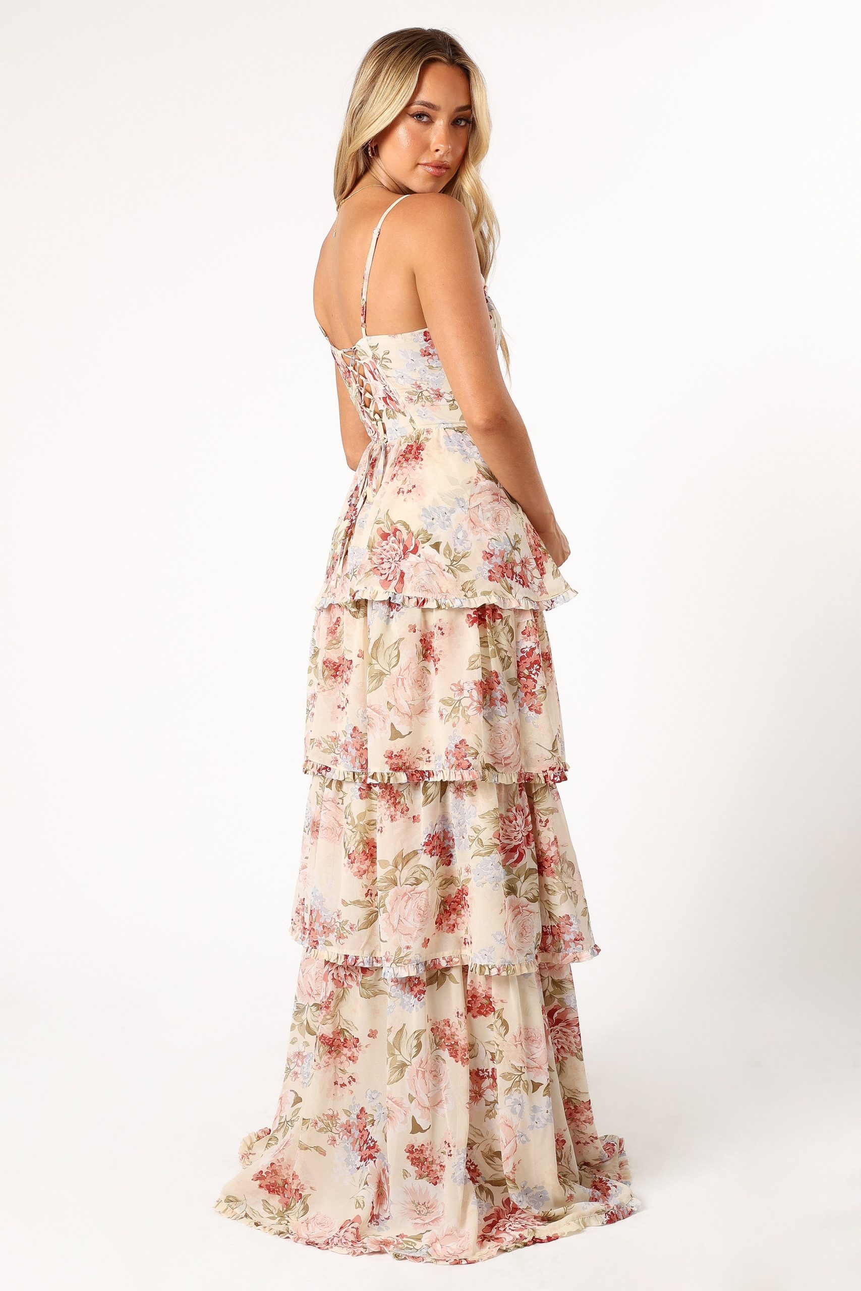 Mito Tiered Maxi Dress - Cream Floral - Image 4