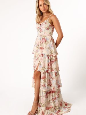 Mito Tiered Maxi Dress - Cream Floral