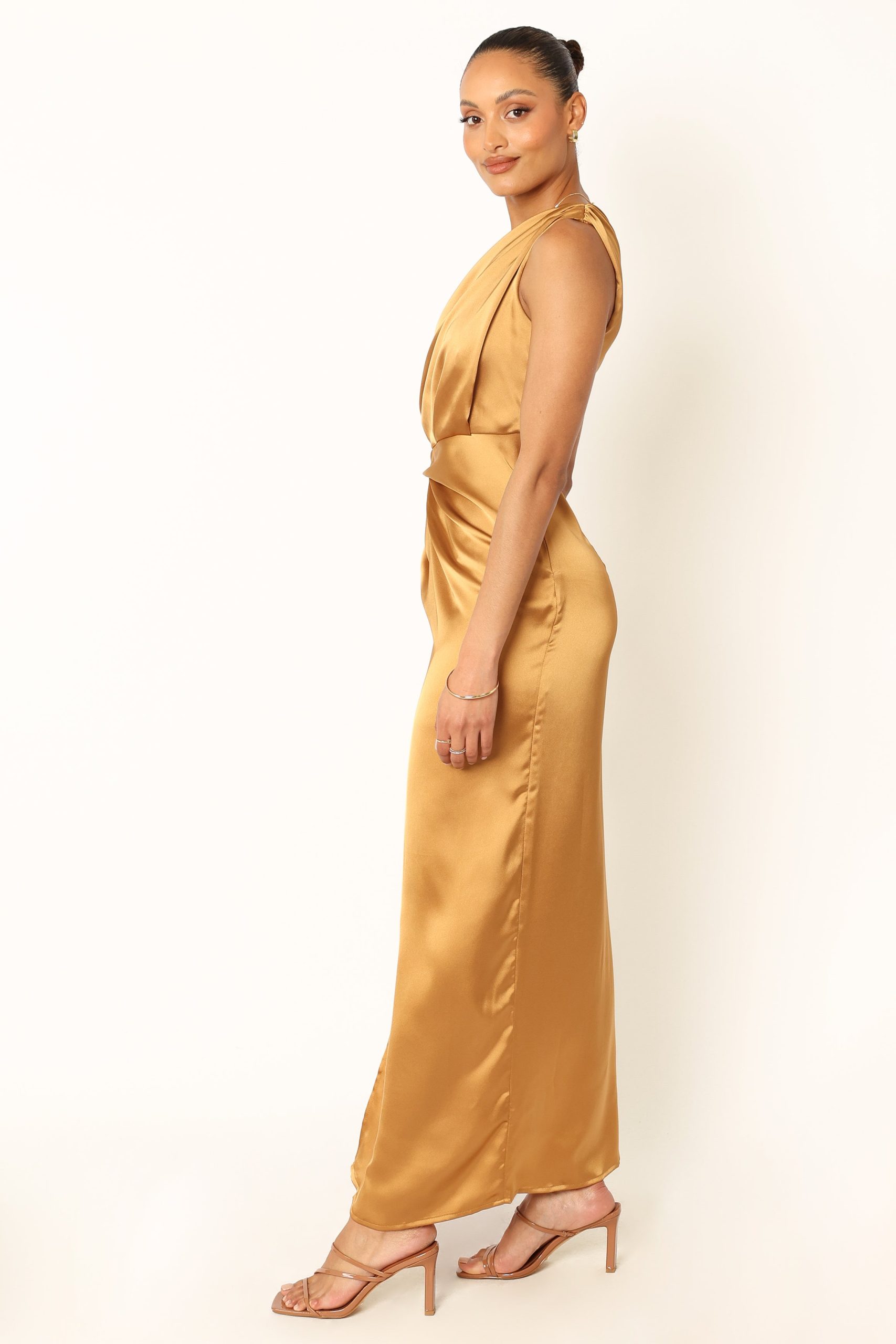Nadia One Shoulder Maxi Dress - Bronze - Image 9