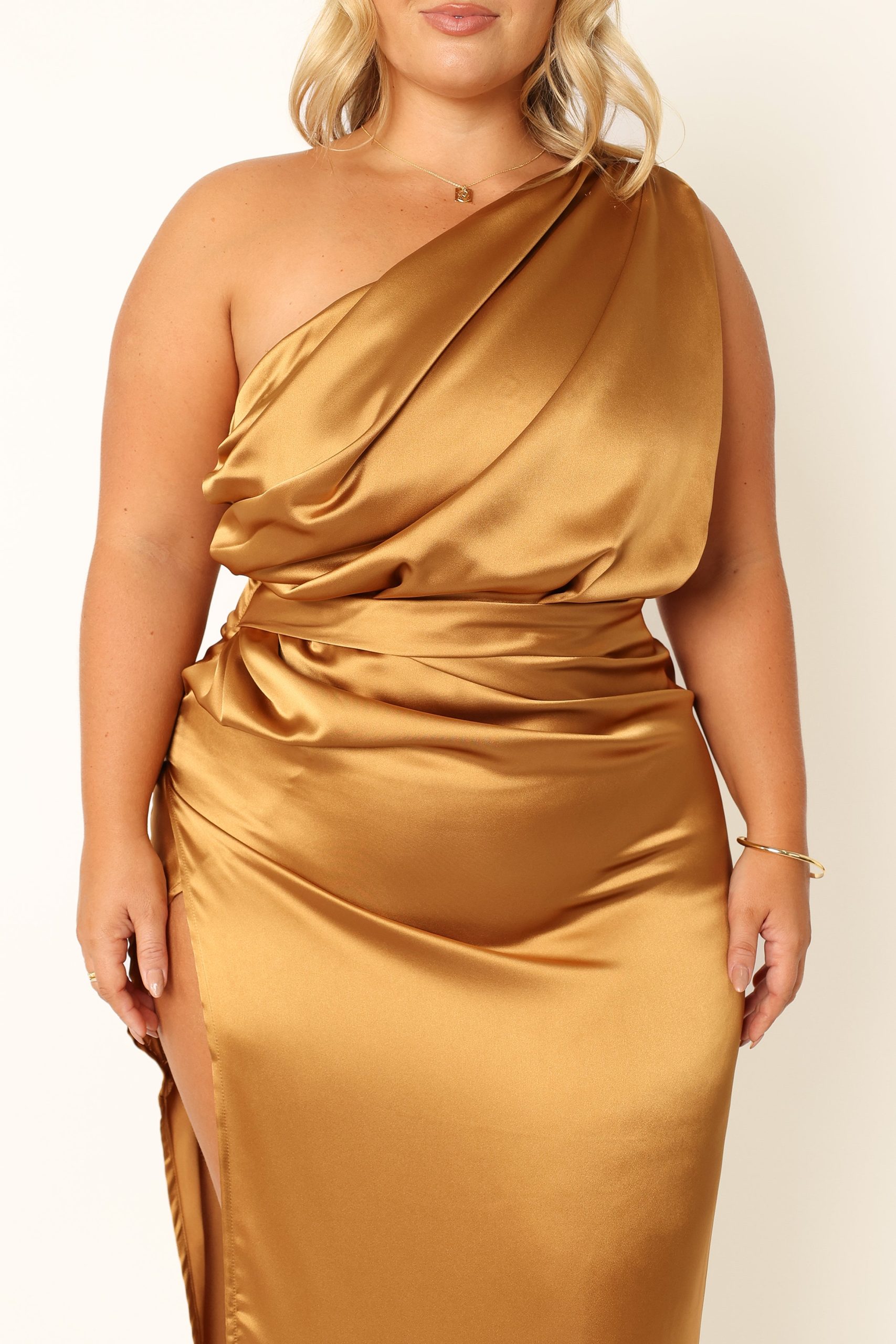 Nadia One Shoulder Maxi Dress - Bronze - Image 3