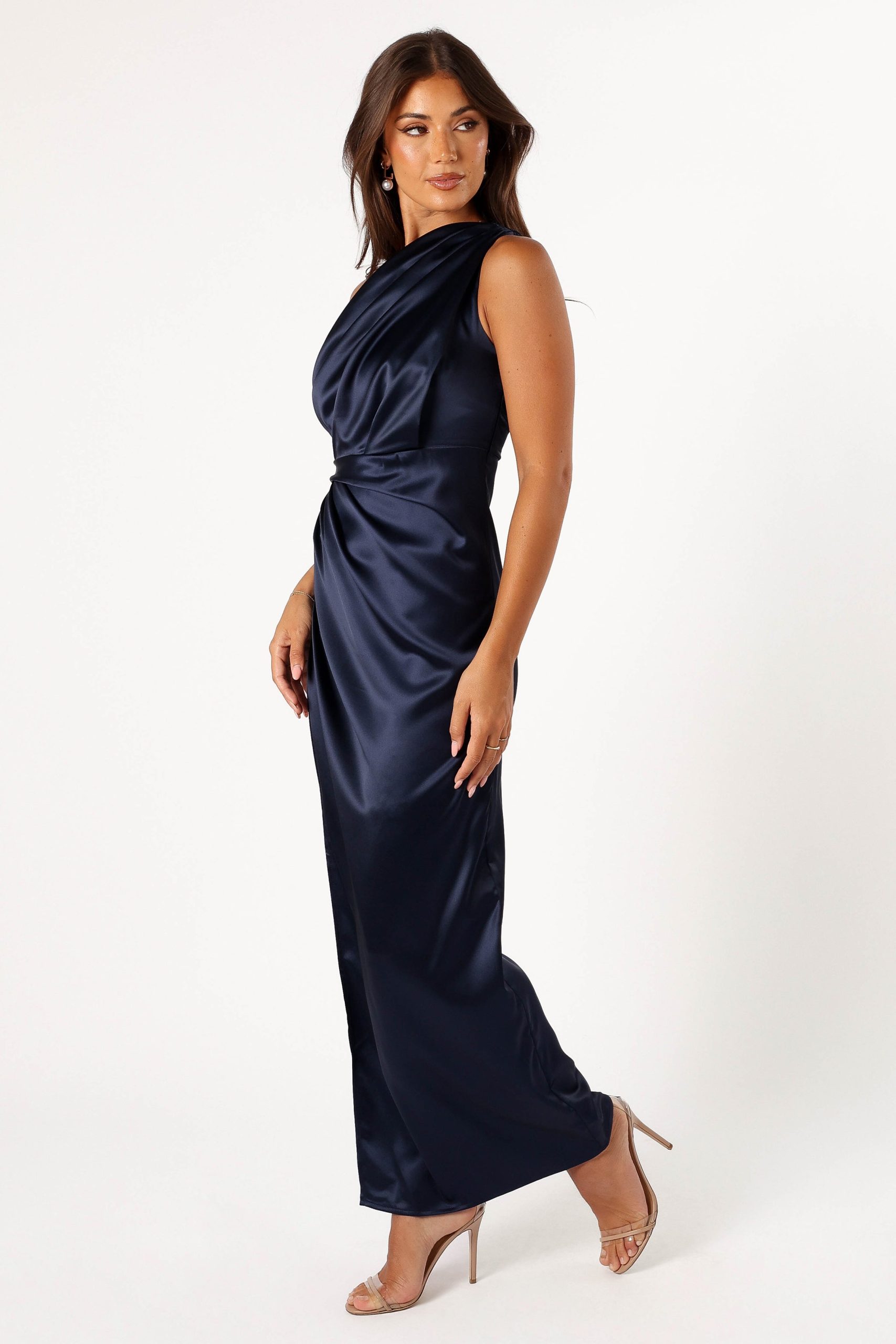 Nadia One Shoulder Maxi Dress - Navy - Image 6