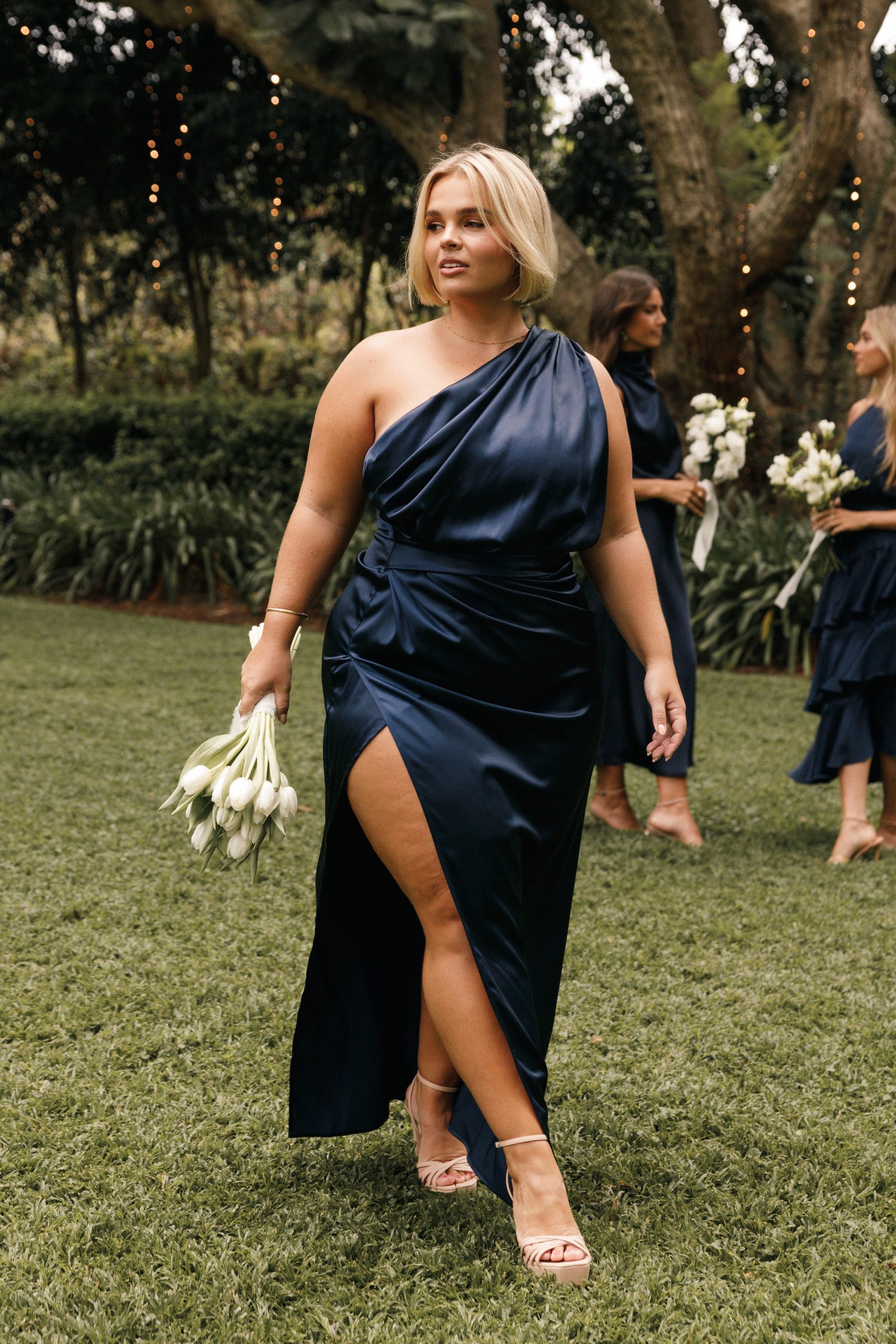 Nadia One Shoulder Maxi Dress - Navy - Image 4