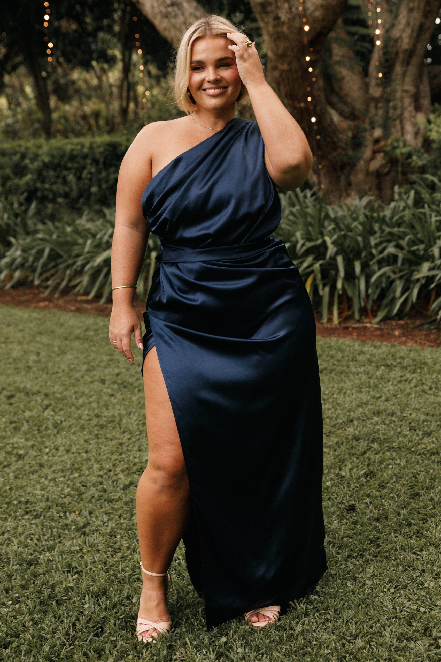 Nadia One Shoulder Maxi Dress - Navy - Image 2