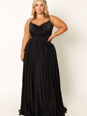 Naira Pleated Maxi Dress - Black