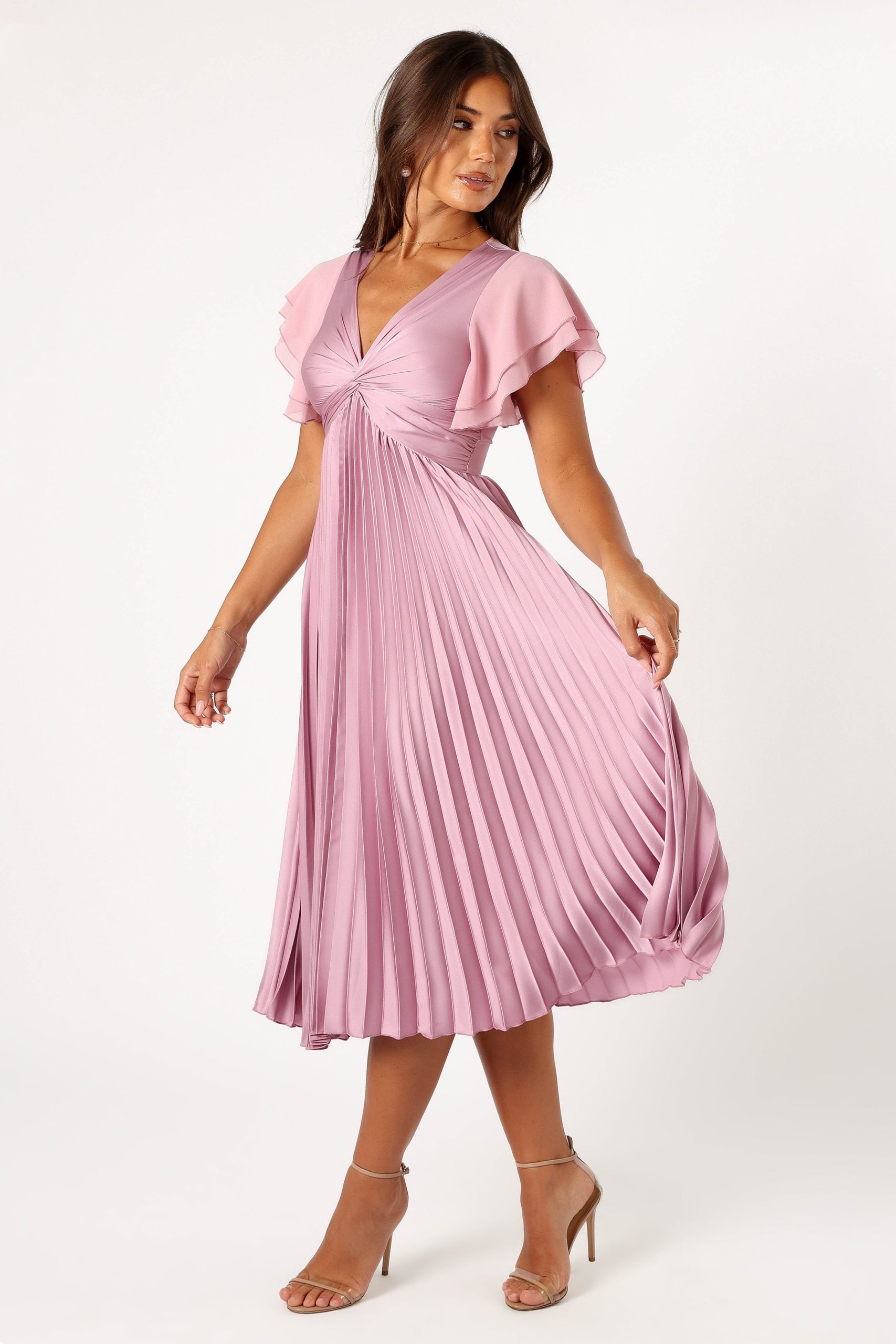 Nova Flutter Sleeve Midi Dress - Dusty Rose - Image 7