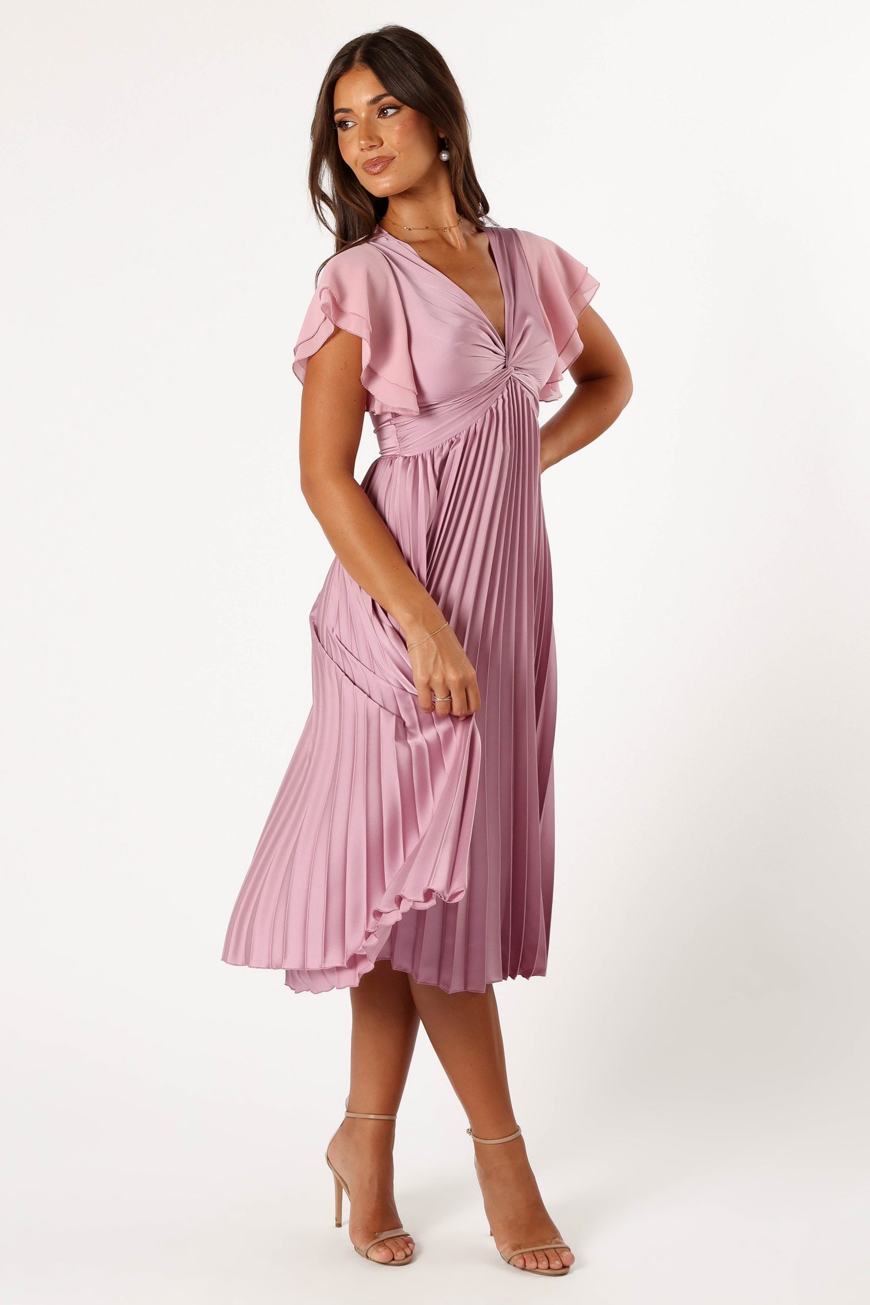 Nova Flutter Sleeve Midi Dress - Dusty Rose - Image 10