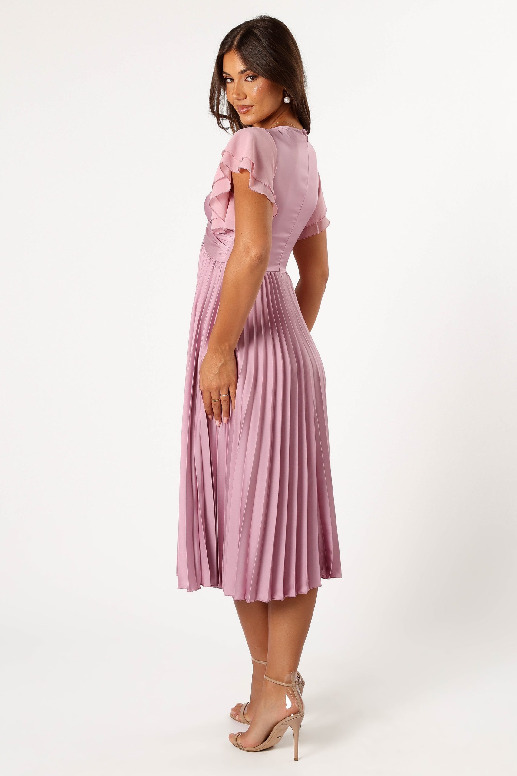 Nova Flutter Sleeve Midi Dress - Dusty Rose - Image 8