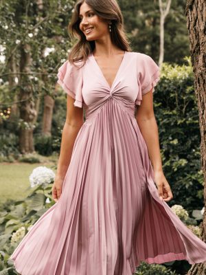 Nova Flutter Sleeve Midi Dress - Dusty Rose