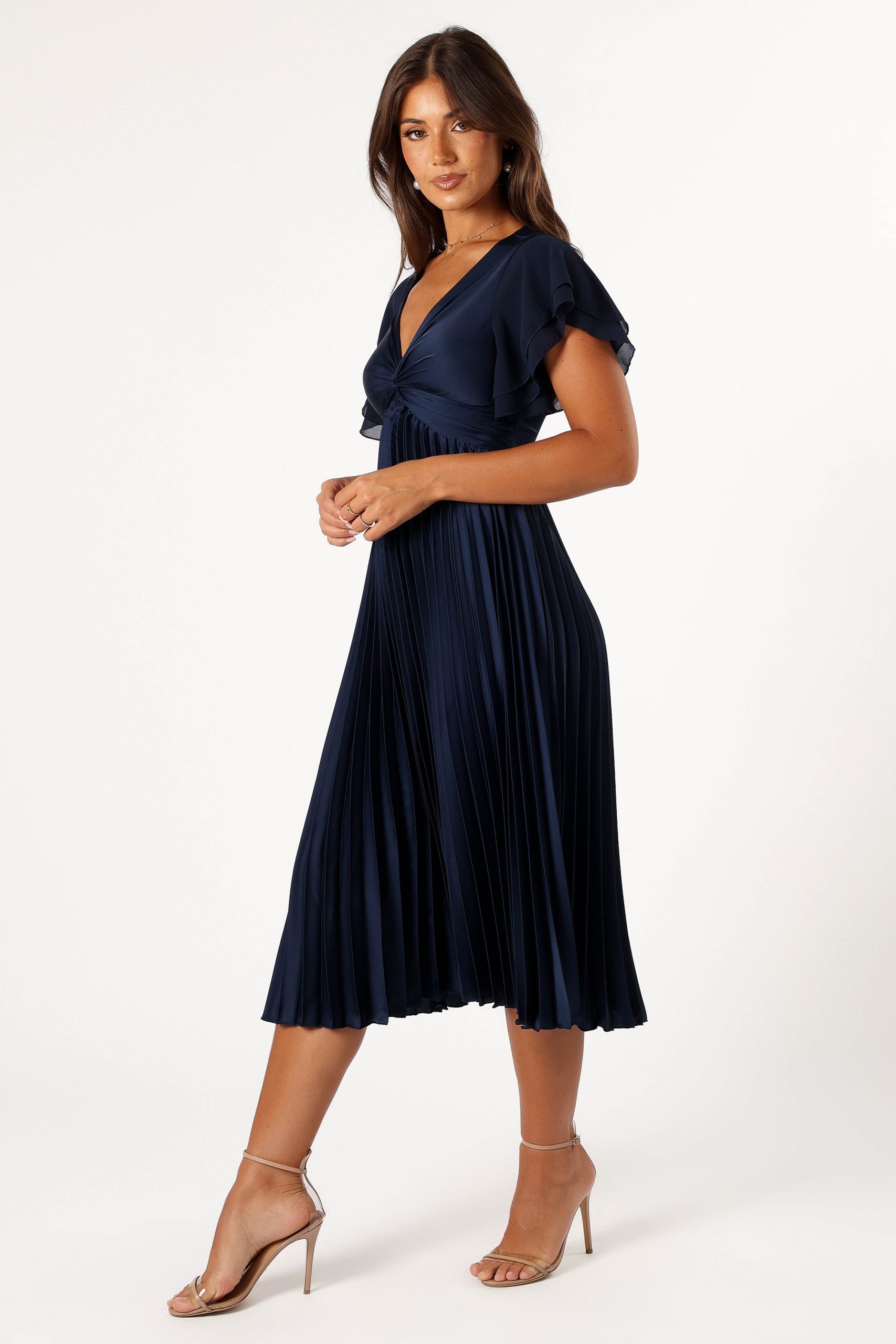 Nova Flutter Sleeve Midi Dress - Navy - Image 4