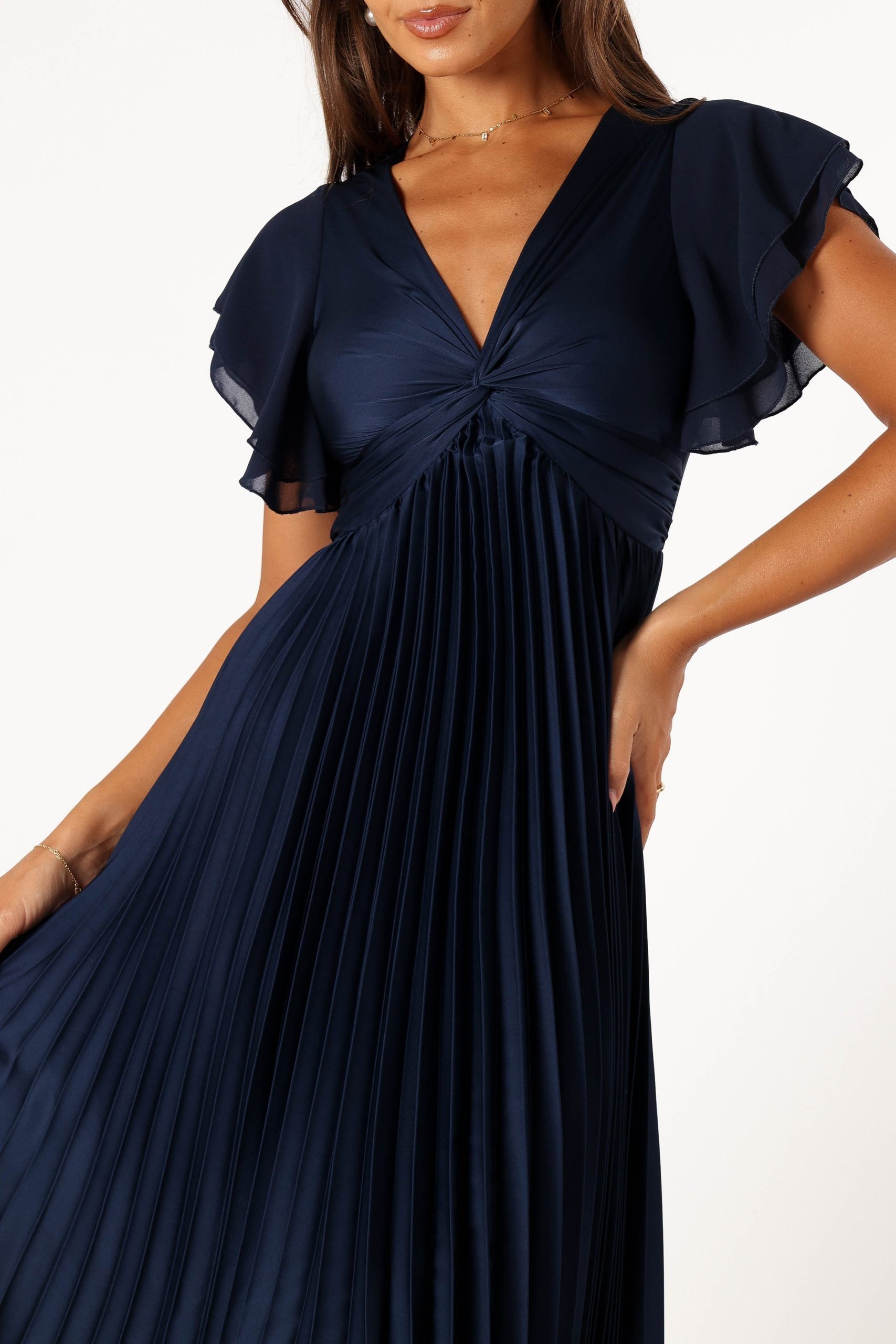 Nova Flutter Sleeve Midi Dress - Navy - Image 7