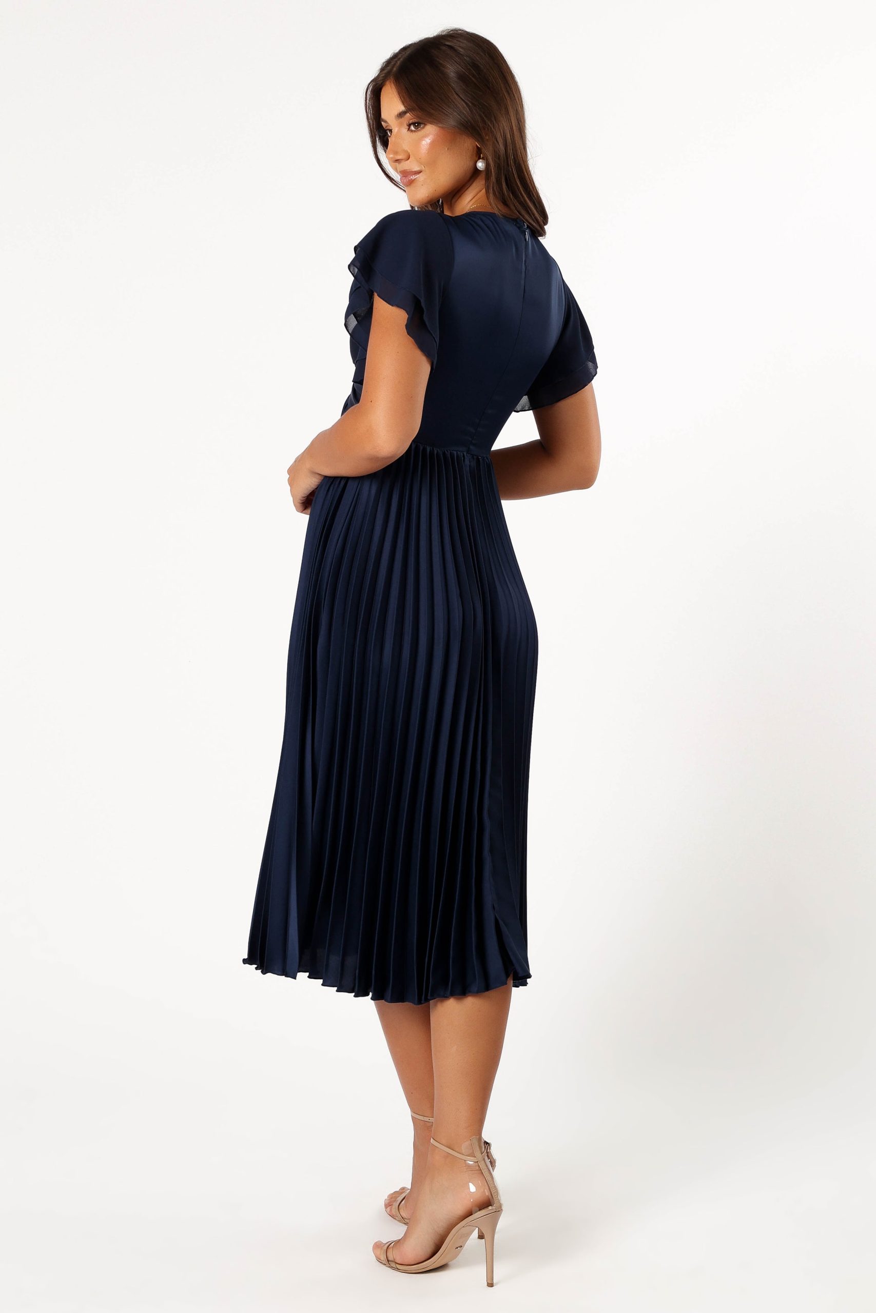 Nova Flutter Sleeve Midi Dress - Navy - Image 5