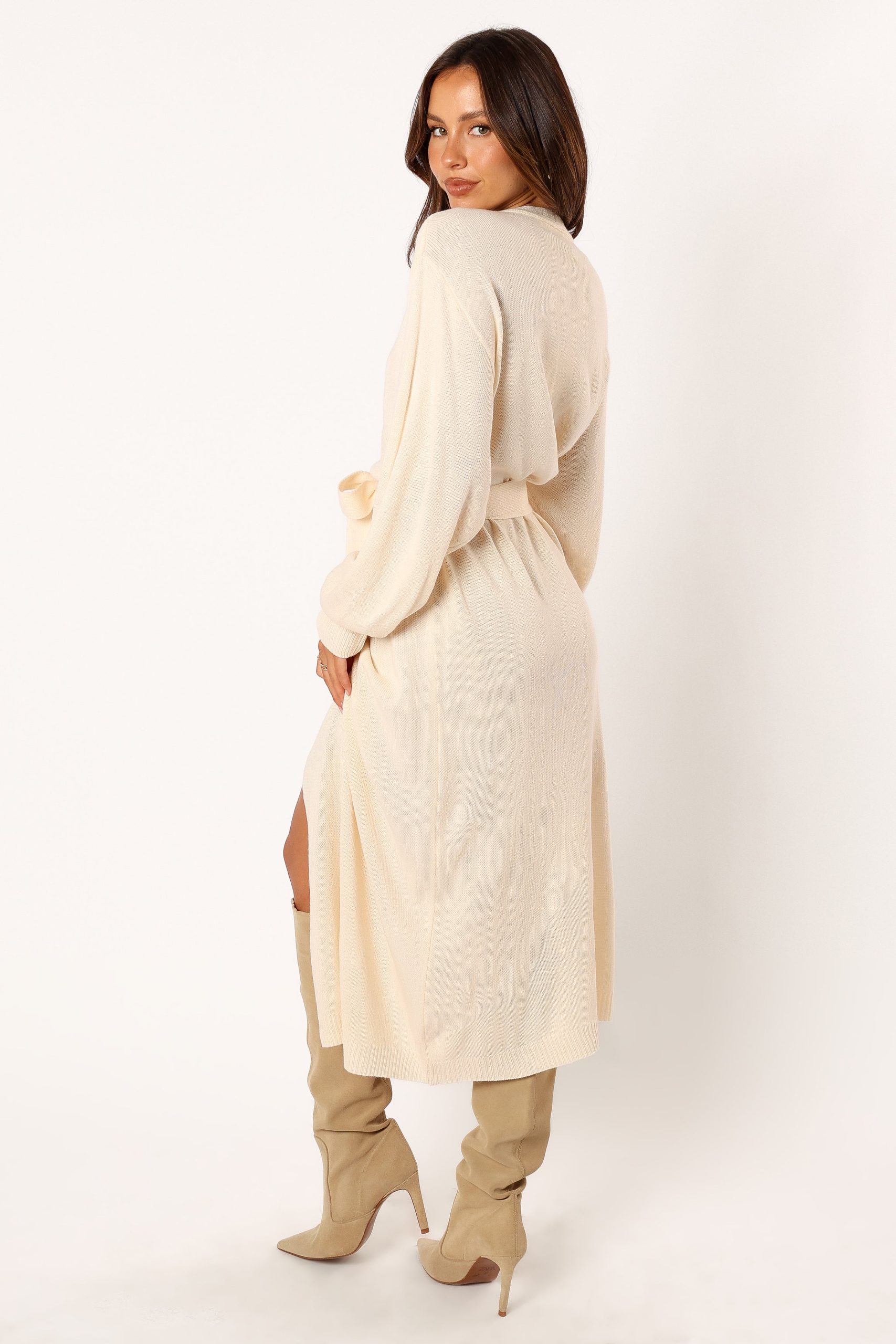 Nova Wrap Knit Midi Dress - Taupe - Image 5