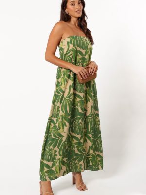 Penny Strapless Midi Dress - Ibiza Palm