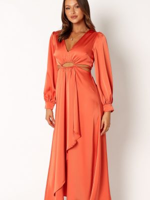 Peyton Long Sleeve Midi Dress - Orange