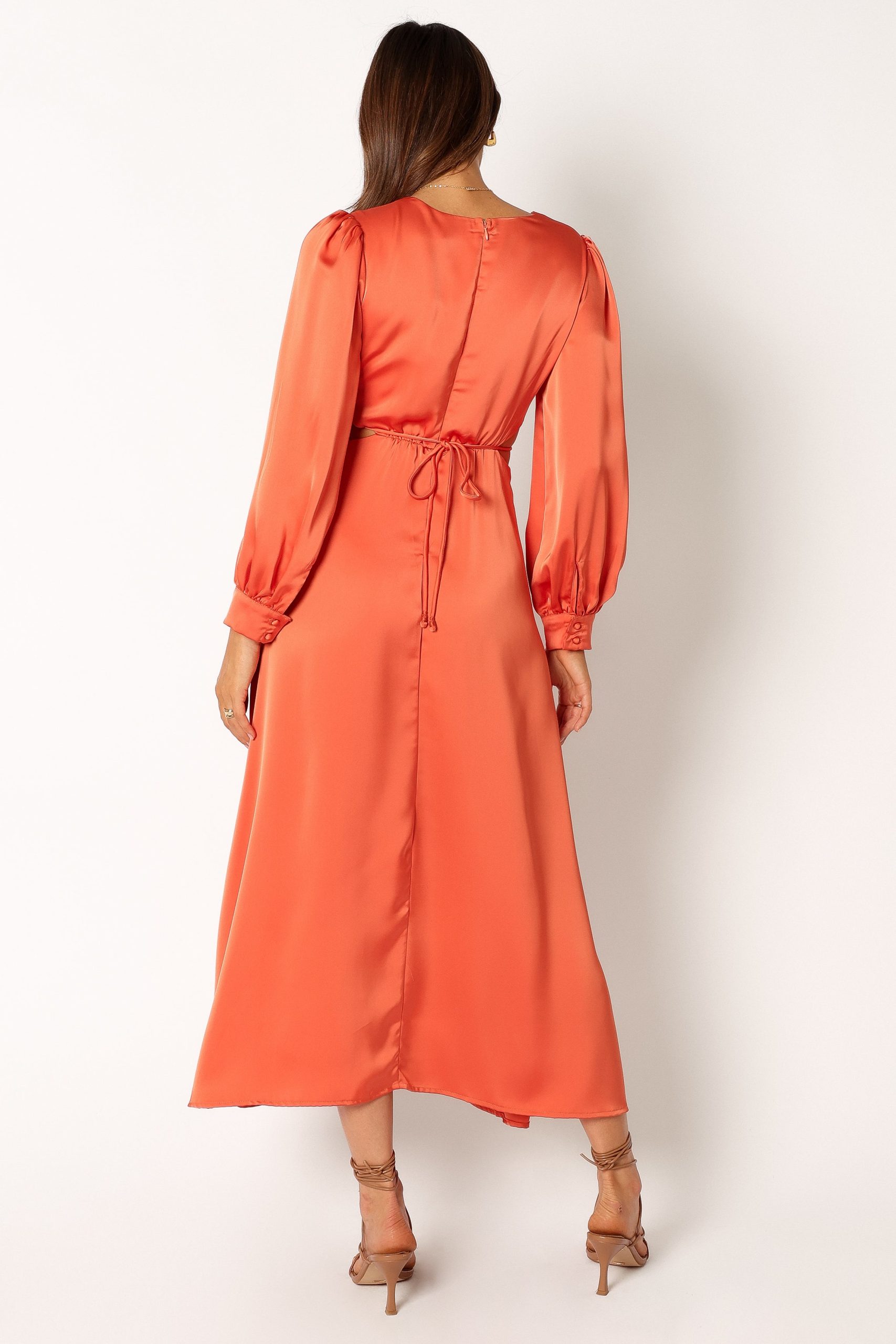 Peyton Long Sleeve Midi Dress - Orange - Image 4