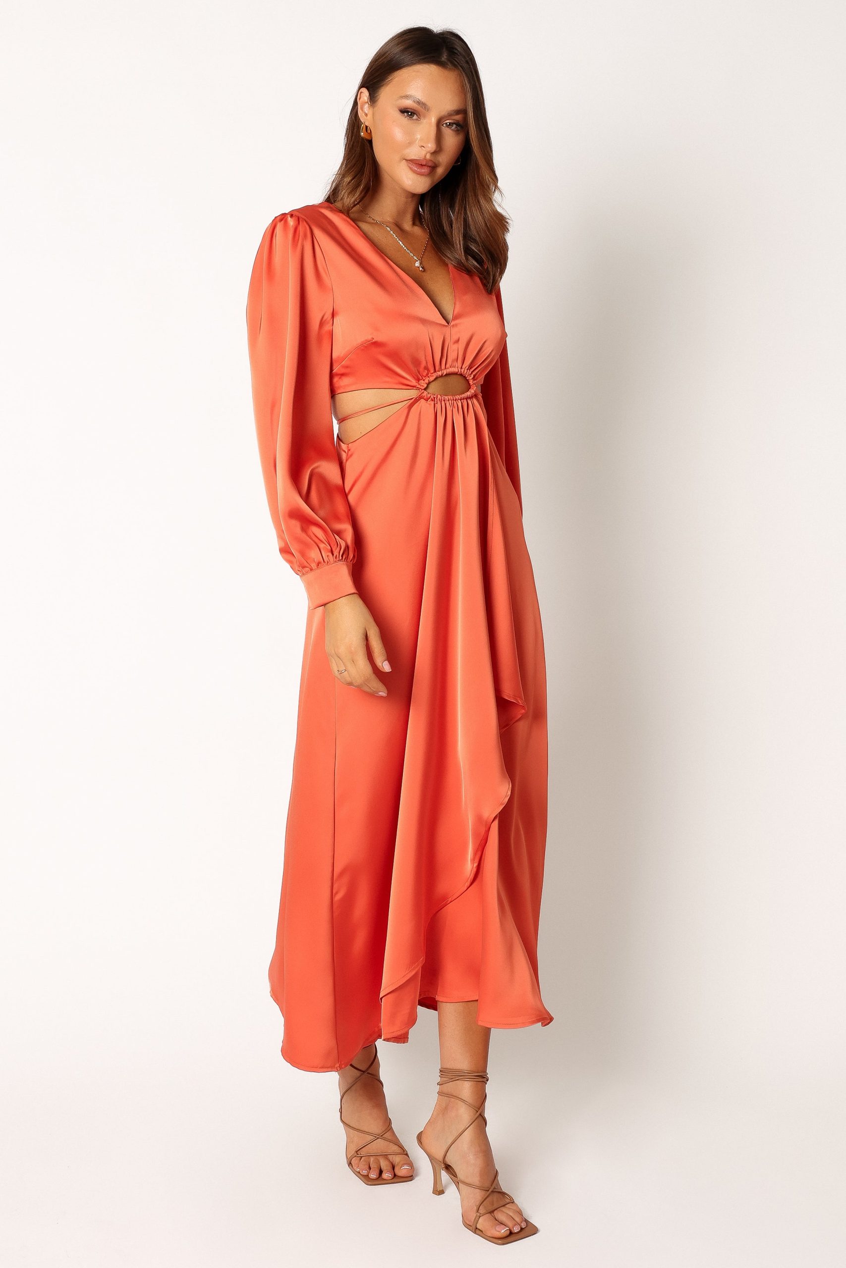 Peyton Long Sleeve Midi Dress - Orange - Image 5