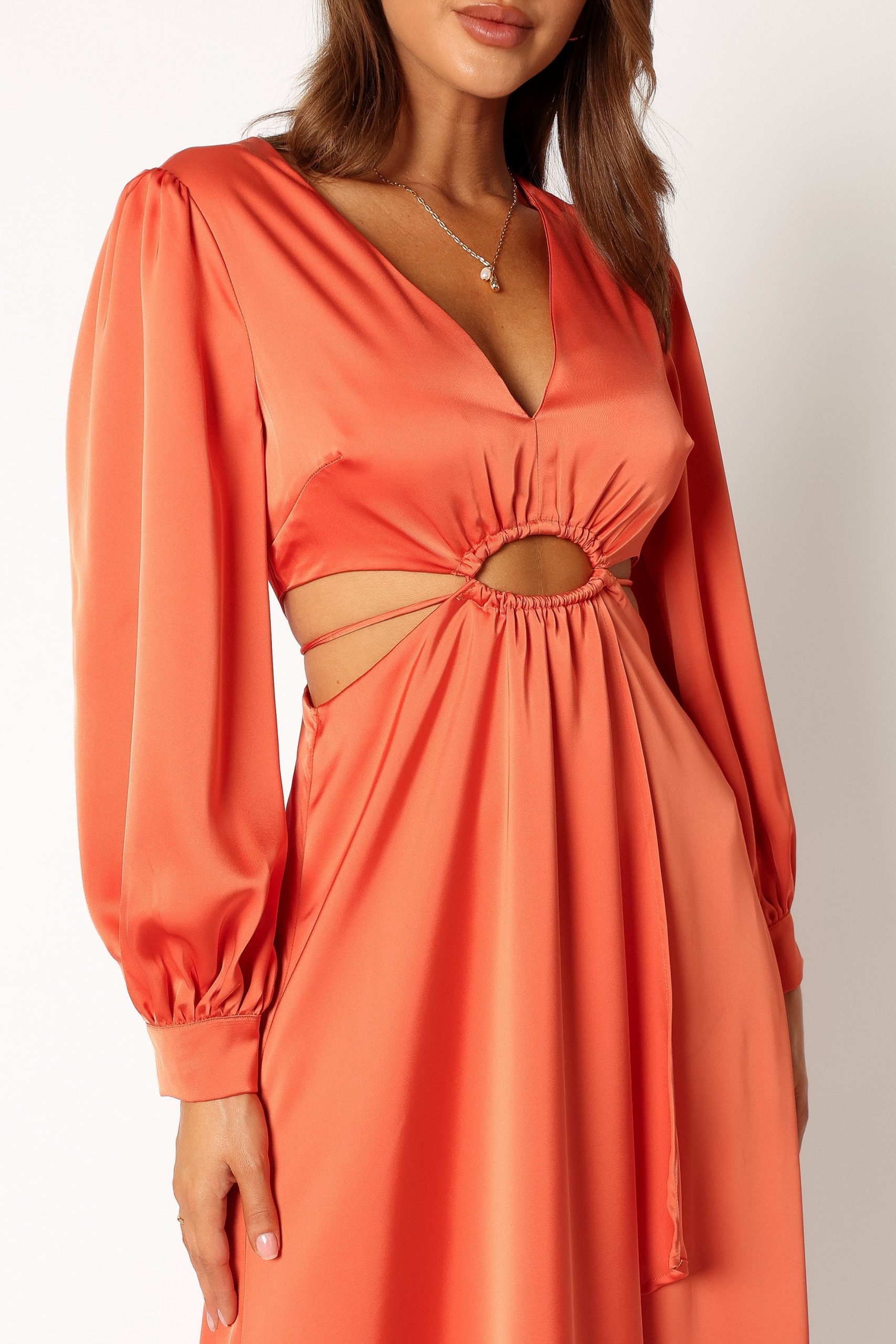 Peyton Long Sleeve Midi Dress - Orange - Image 6