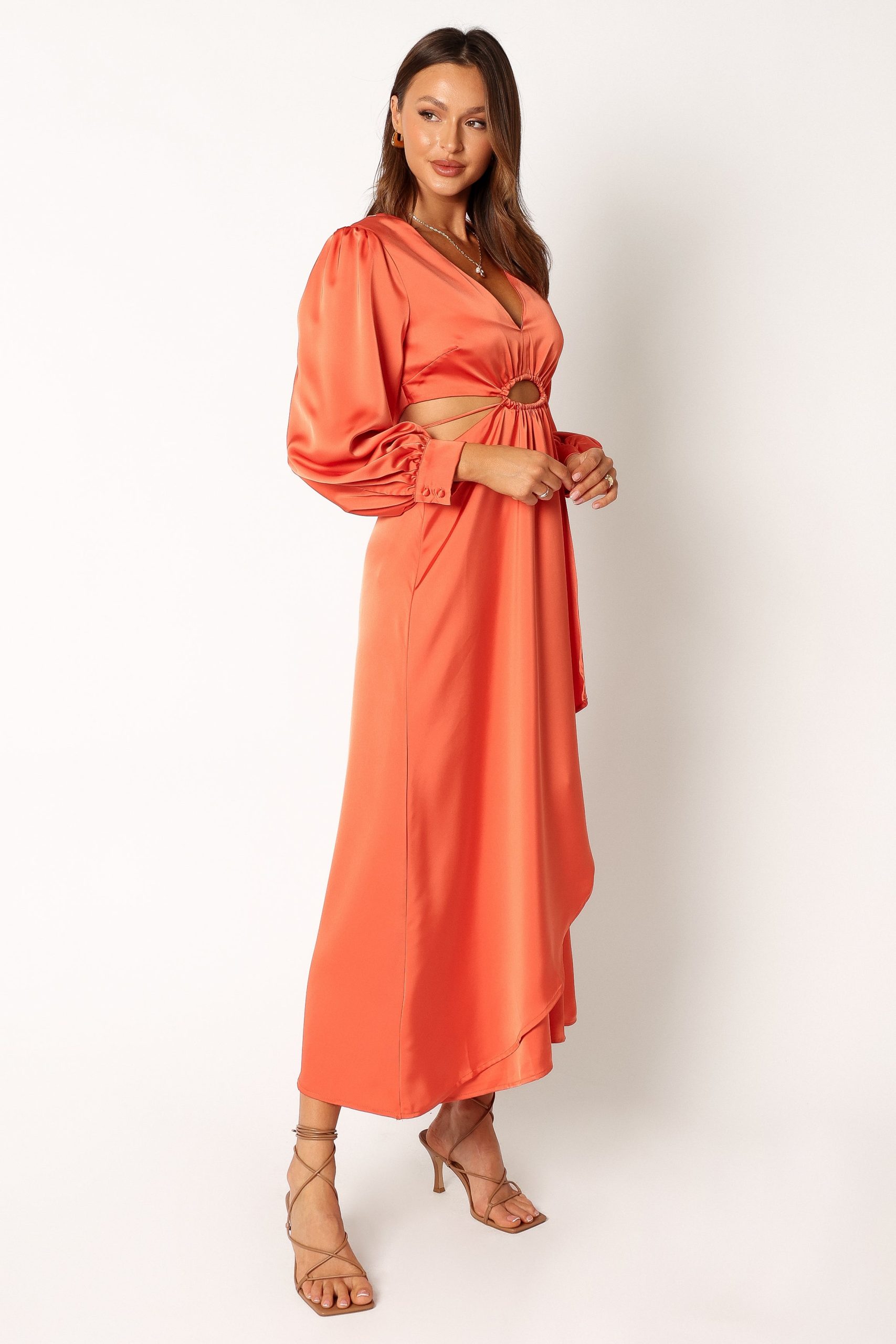Peyton Long Sleeve Midi Dress - Orange - Image 8