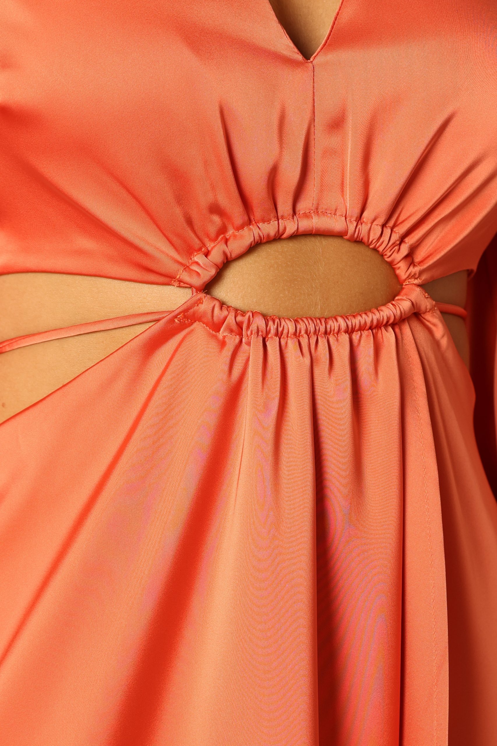 Peyton Long Sleeve Midi Dress - Orange - Image 9