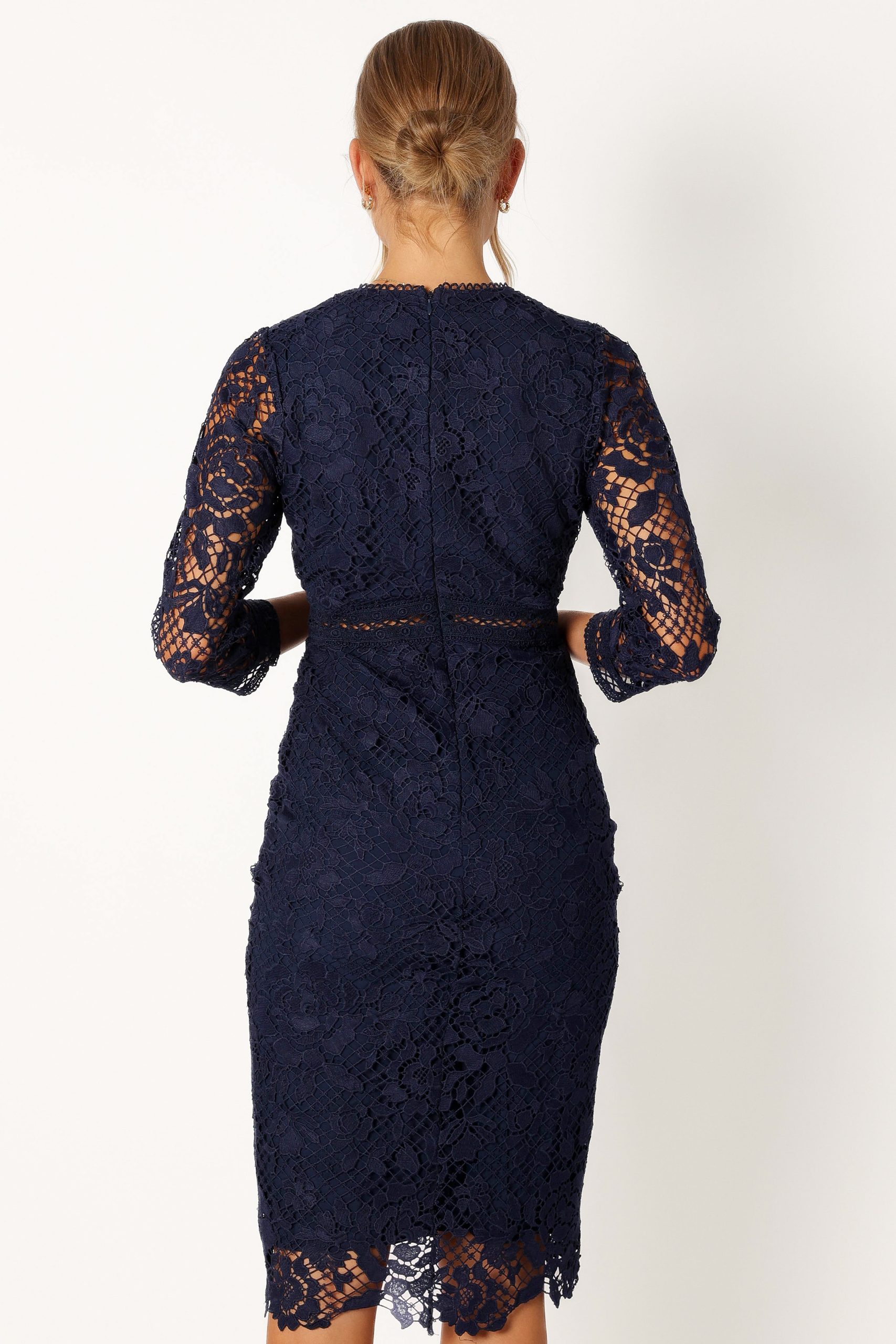 Pia Long Sleeve Midi Dress - Navy - Image 4