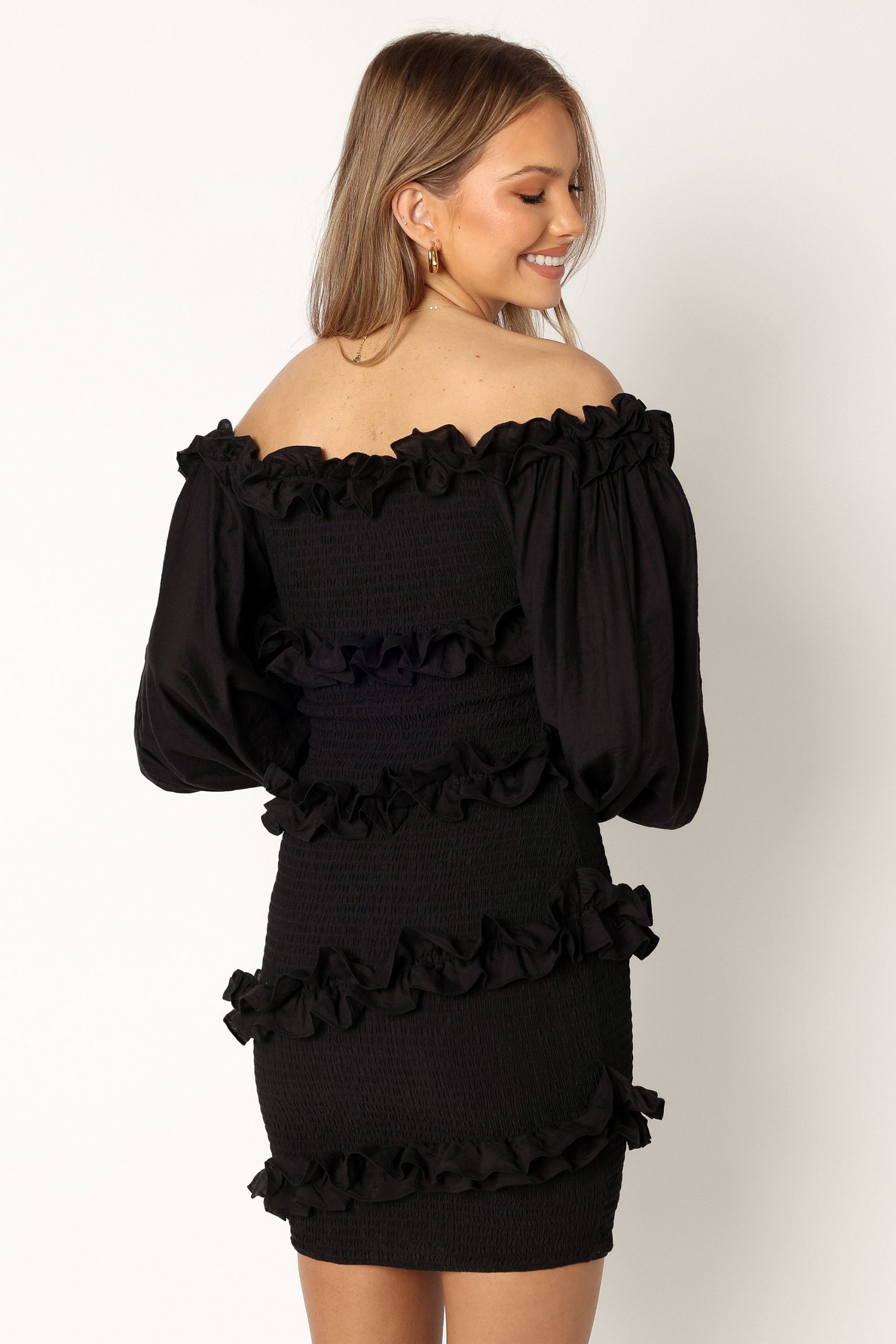 Reba Off Shoulder Mini Dress - Black - Image 2