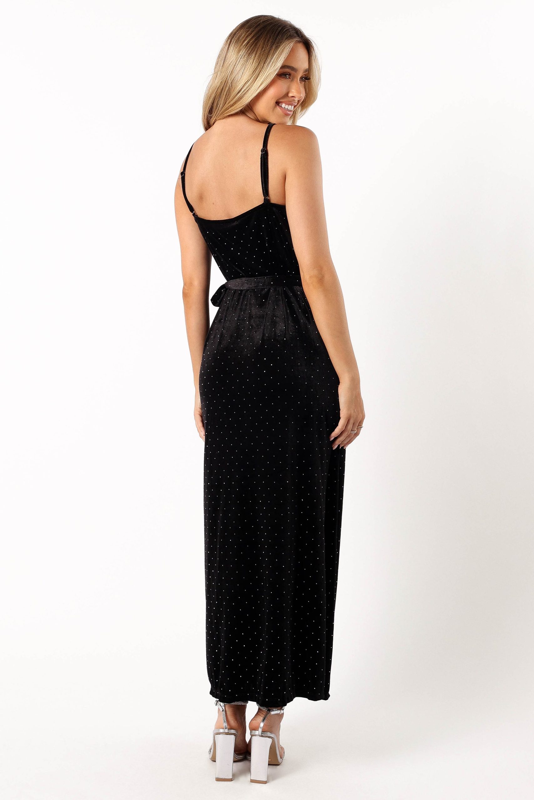 Renarde Wrap Velvet Midi Dress - Black - Image 4