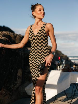 Rhya Midi Dress - Sand/Black