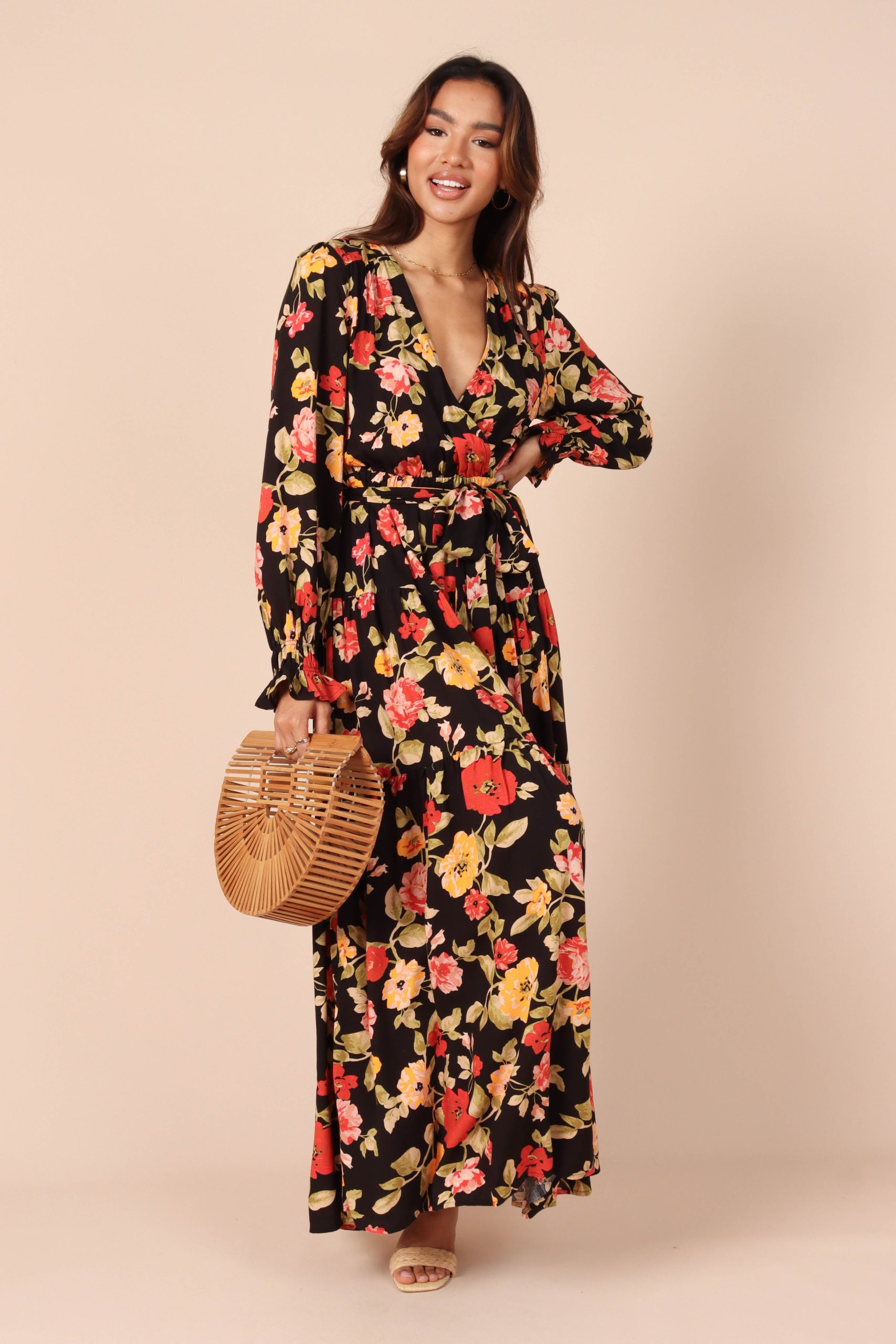 Ruana Maxi Dress - Black Floral - Image 3