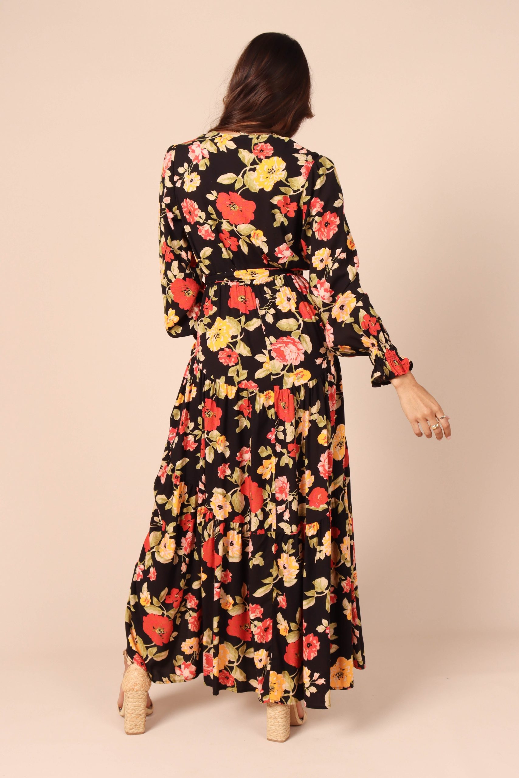 Ruana Maxi Dress - Black Floral - Image 4
