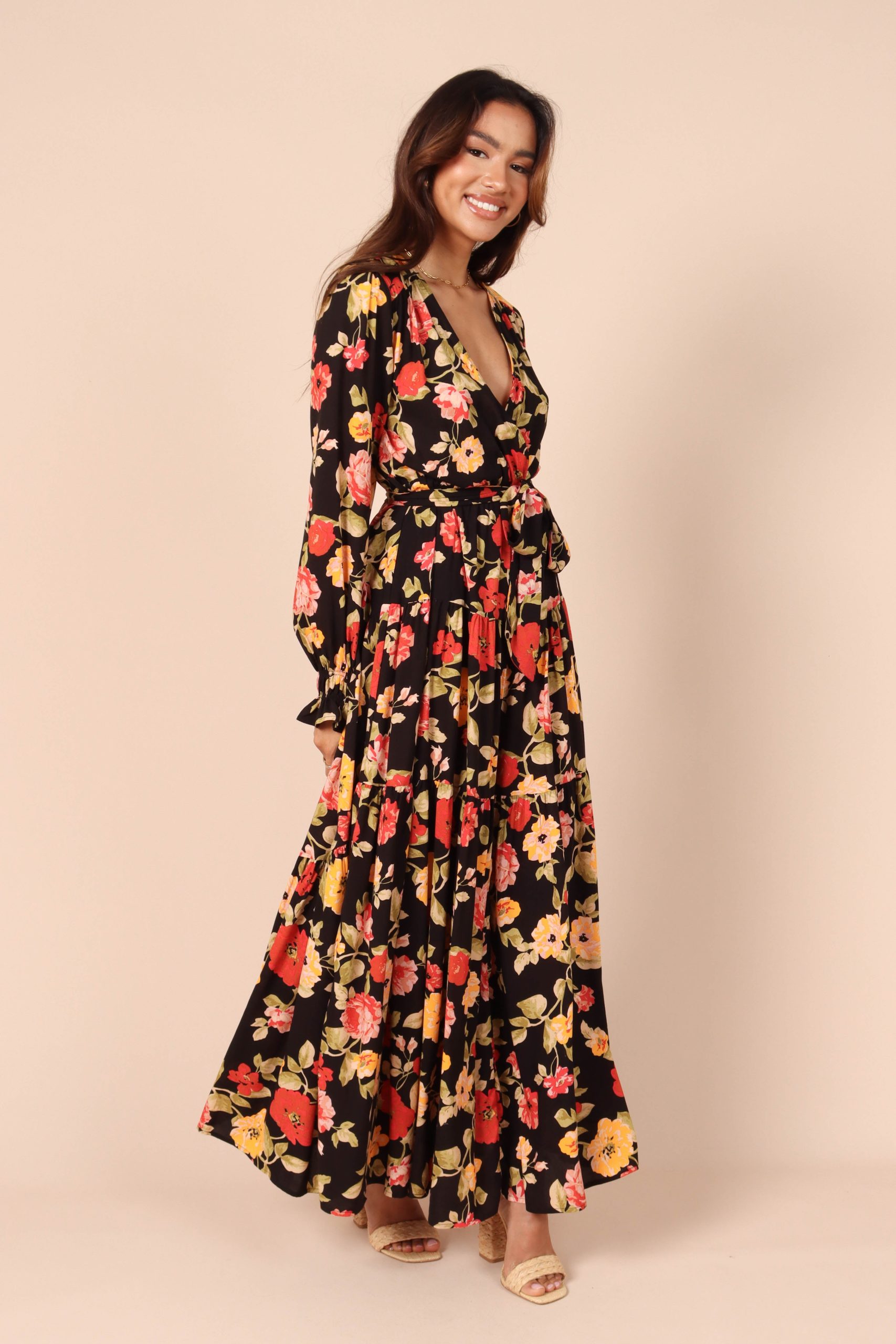 Ruana Maxi Dress - Black Floral - Image 7