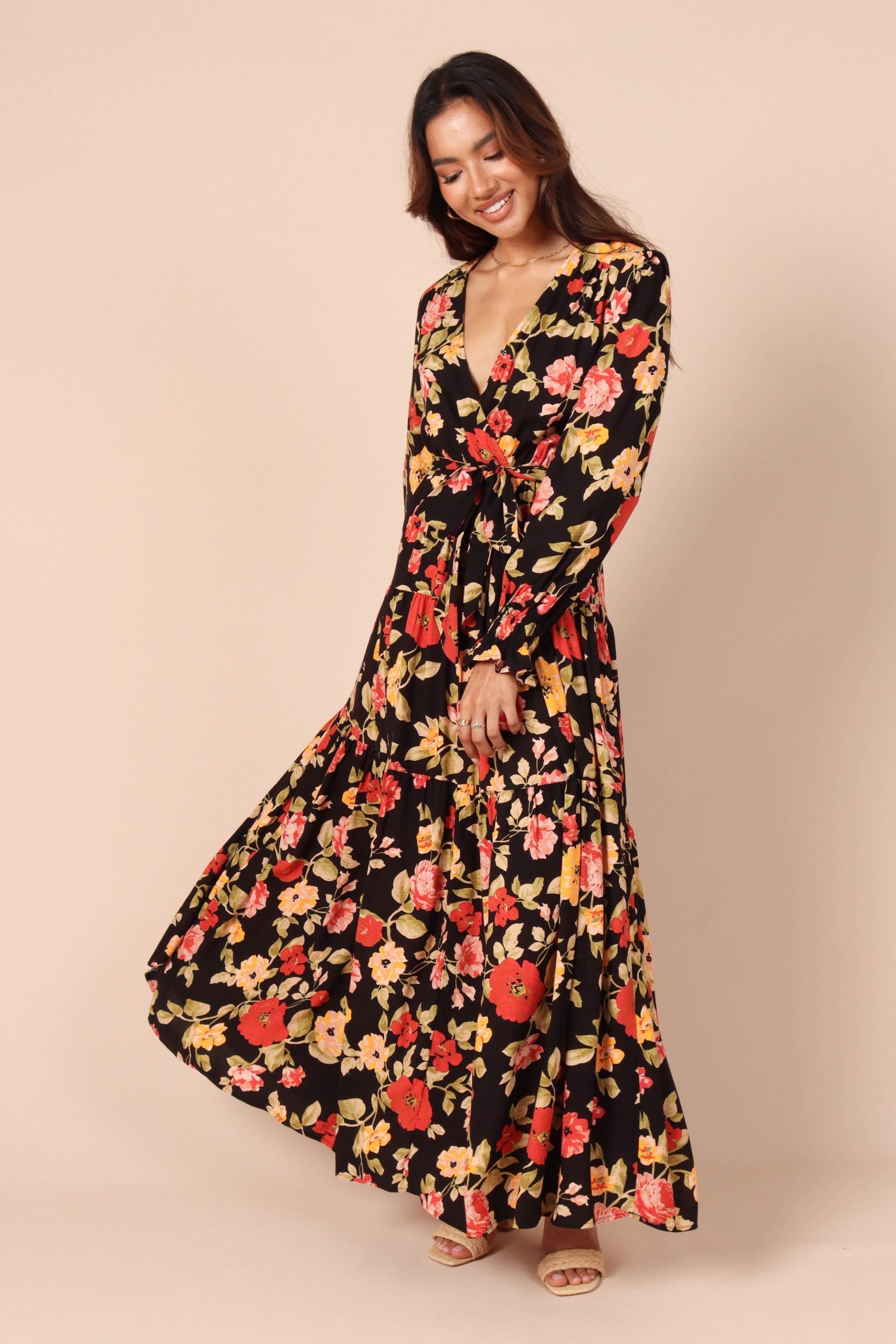 Ruana Maxi Dress - Black Floral - Image 8