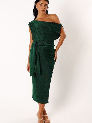 Santiago Off Shoulder Midi Dress - Emerald