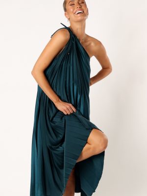 Selena One Shoulder Midi Dress - Emerald