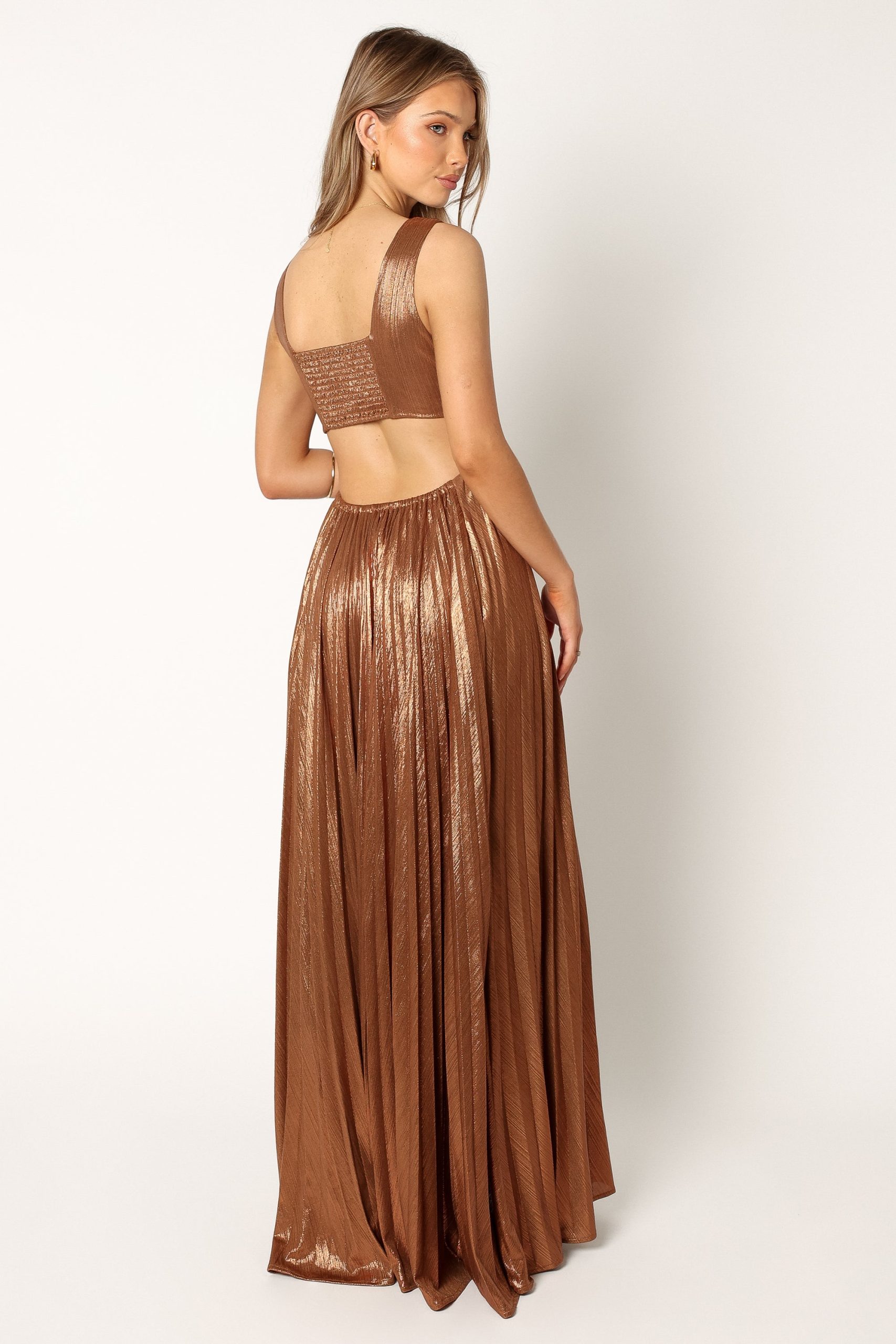 Shania Pleated Maxi Dress - Bronze - Image 7