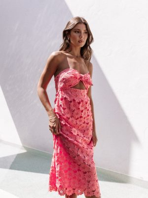 Tyler Strapless Midi Dress - Watermelon