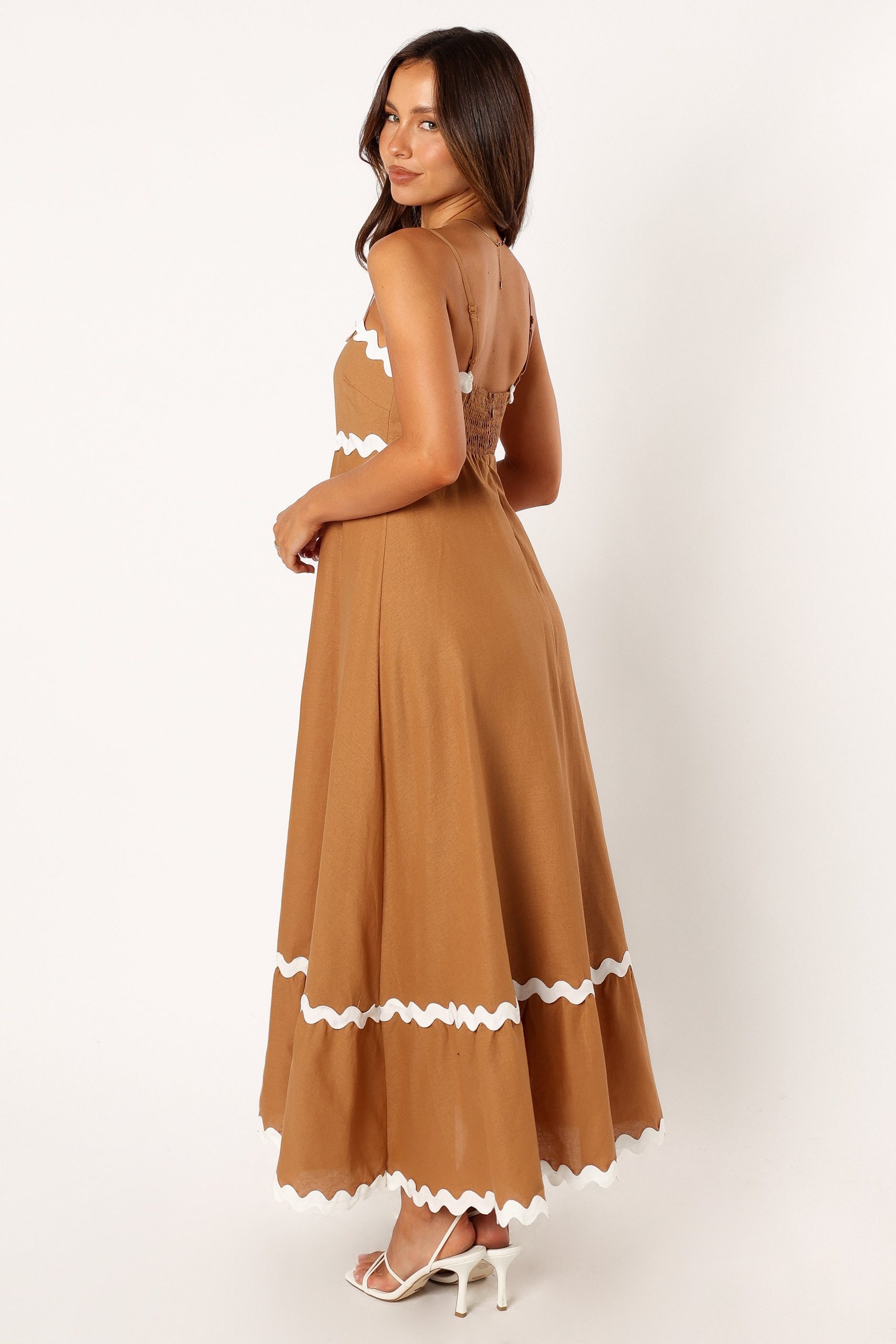 Yana Maxi Dress - Tan White - Image 4