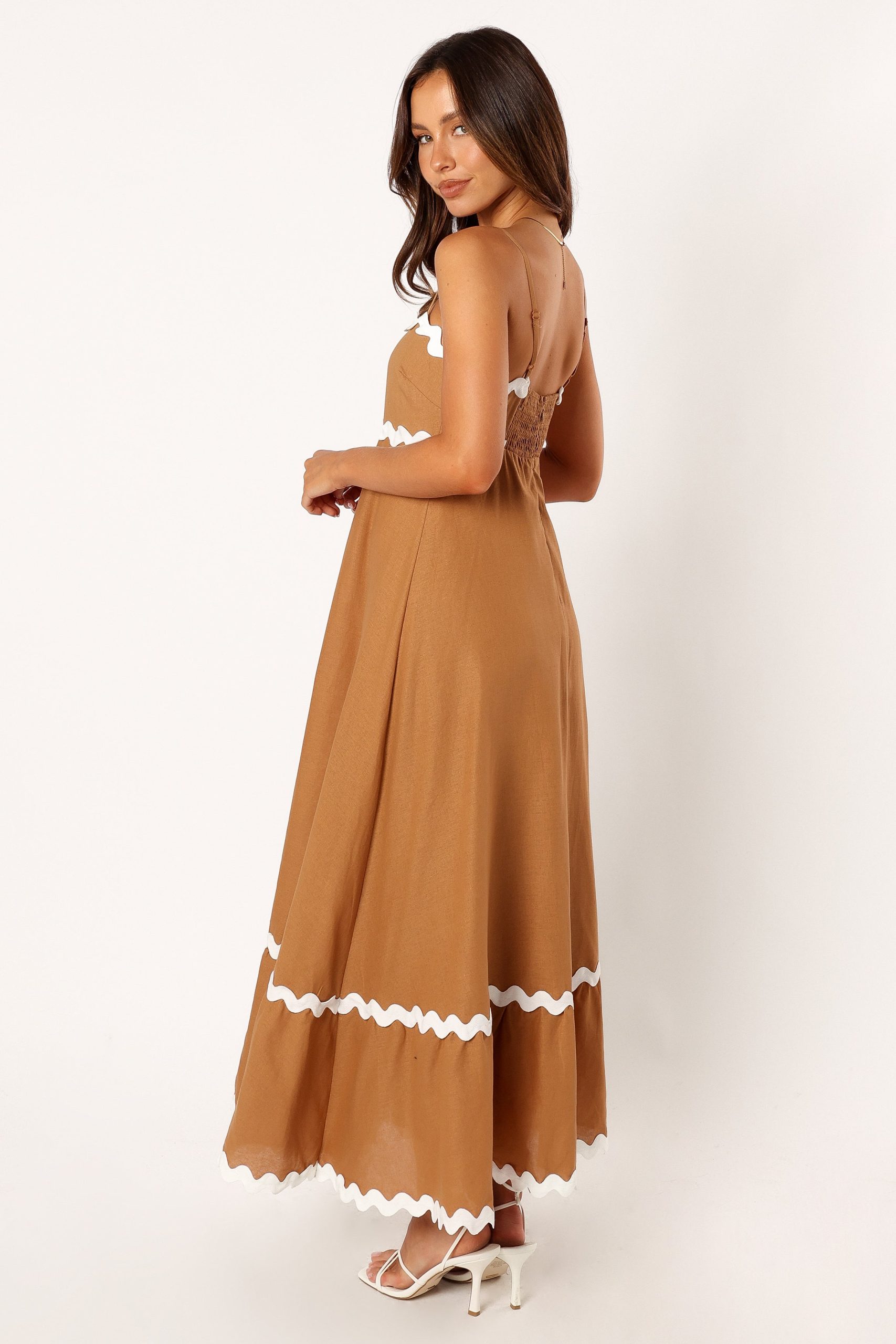 Yana Maxi Dress - Tan White - Image 5