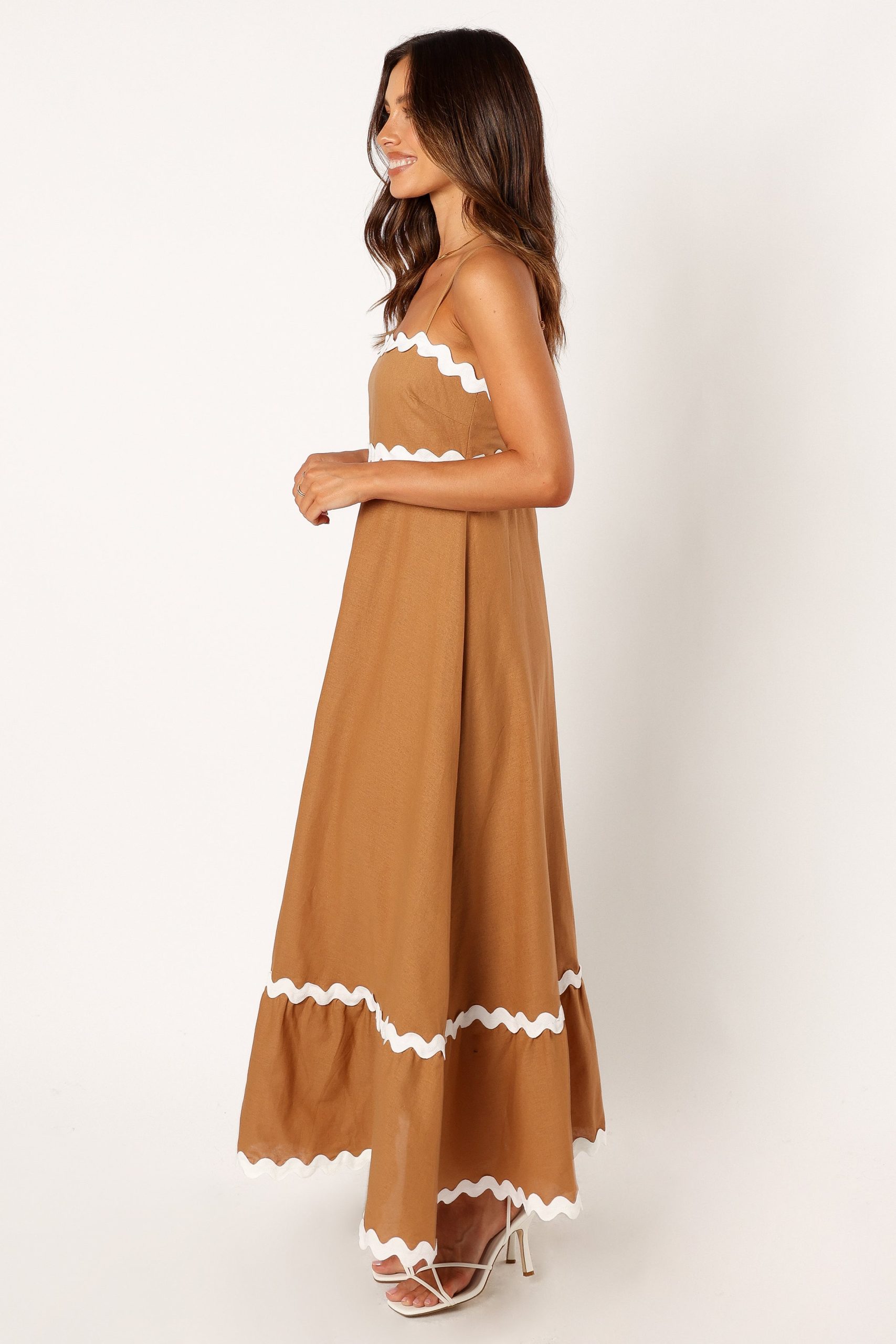 Yana Maxi Dress - Tan White - Image 3