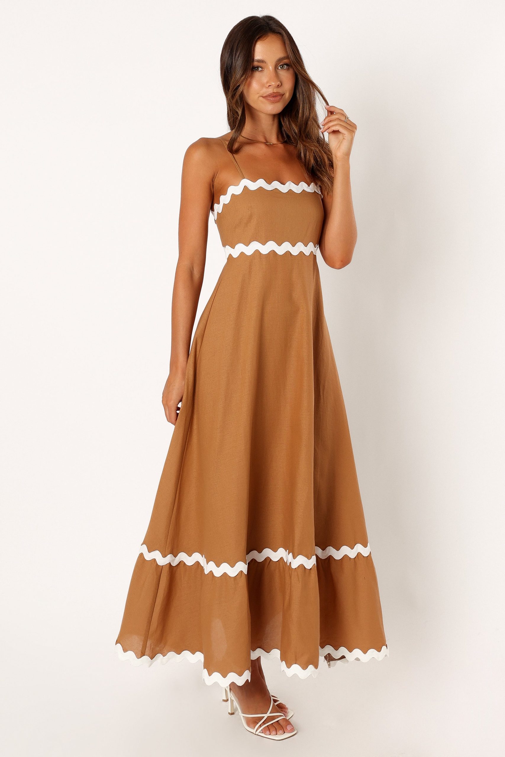 Yana Maxi Dress - Tan White - Image 6