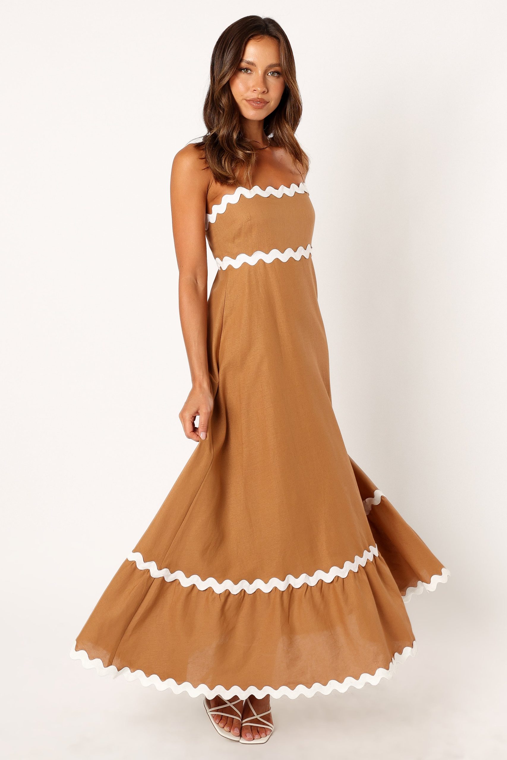 Yana Maxi Dress - Tan White - Image 2