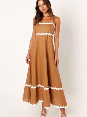 Yana Maxi Dress - Tan White