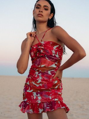 Zuri Rosette Mini Dress - Pink Azalea