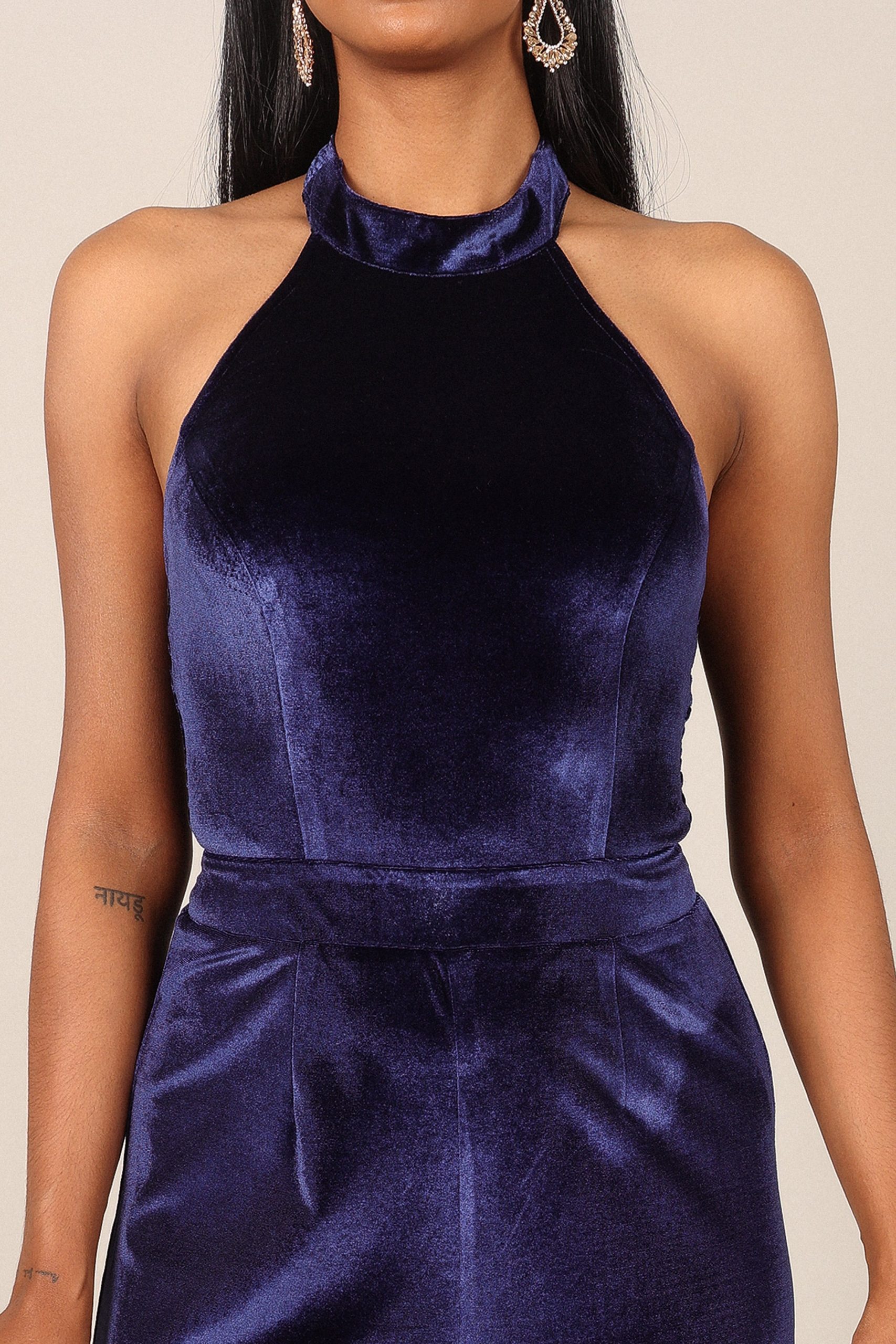 Aria Velvet Jumpsuit - Sapphire - Image 12
