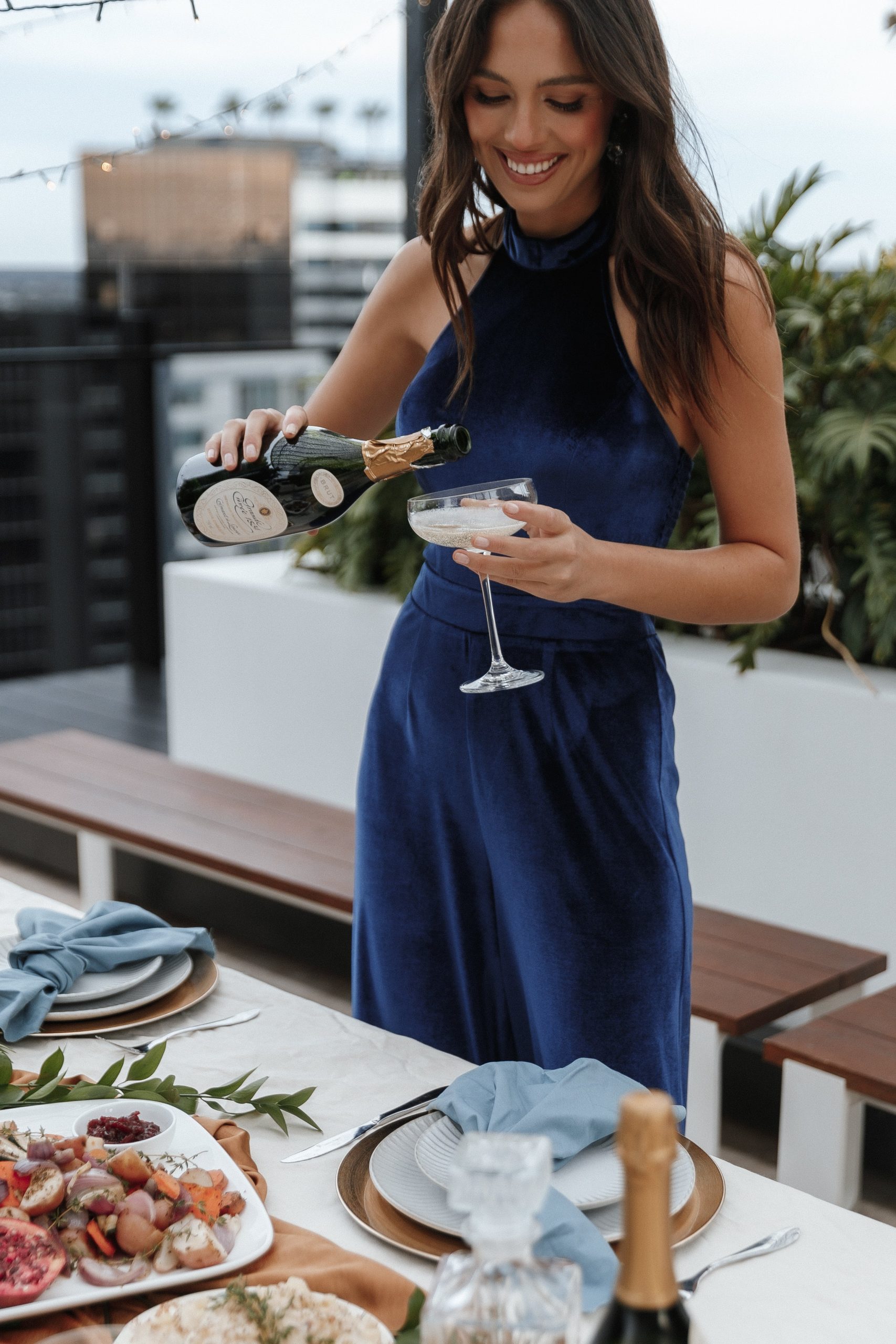 Aria Velvet Jumpsuit - Sapphire - Image 3