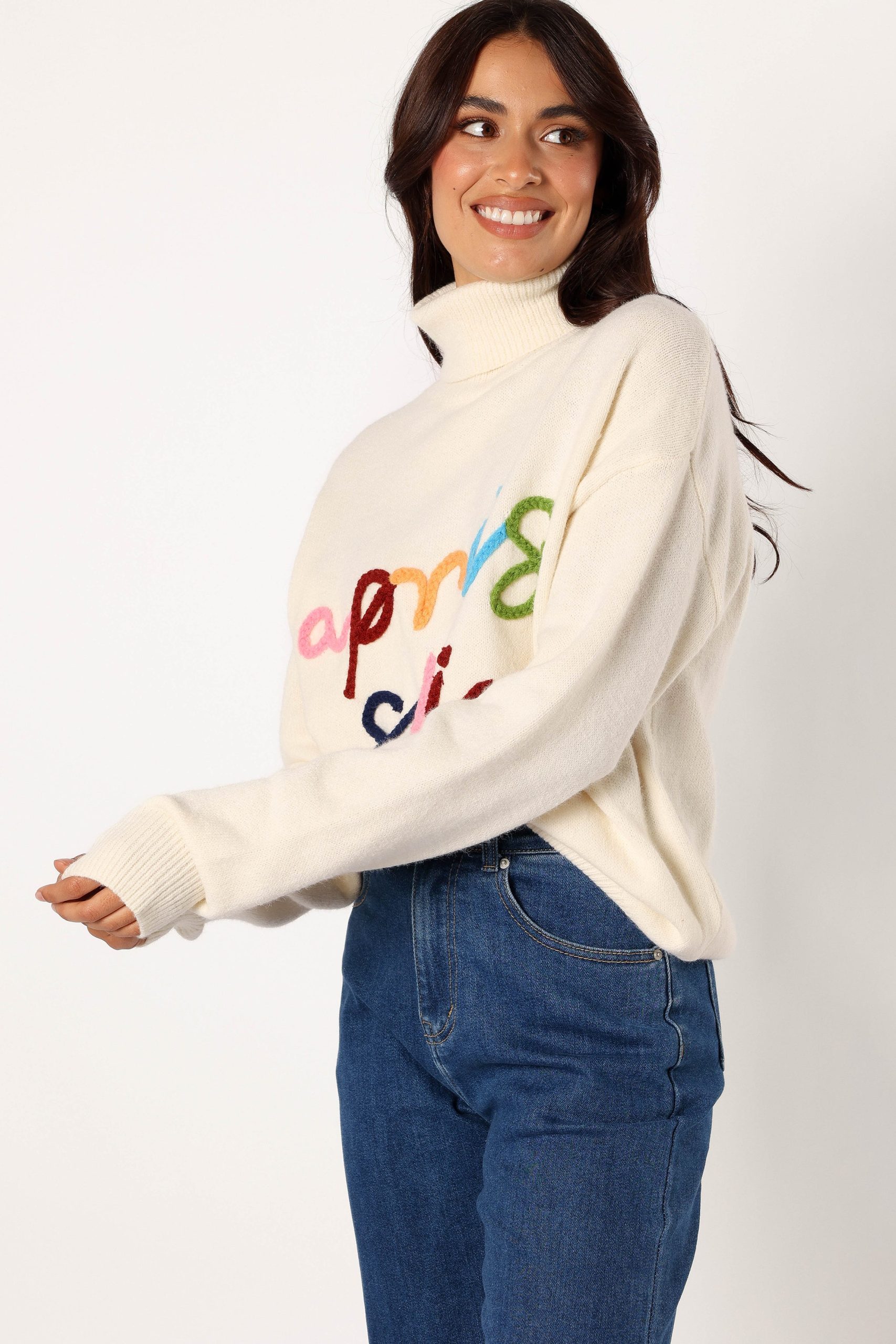 Apres Ski Turtleneck Knit Sweater - Off White - Image 2