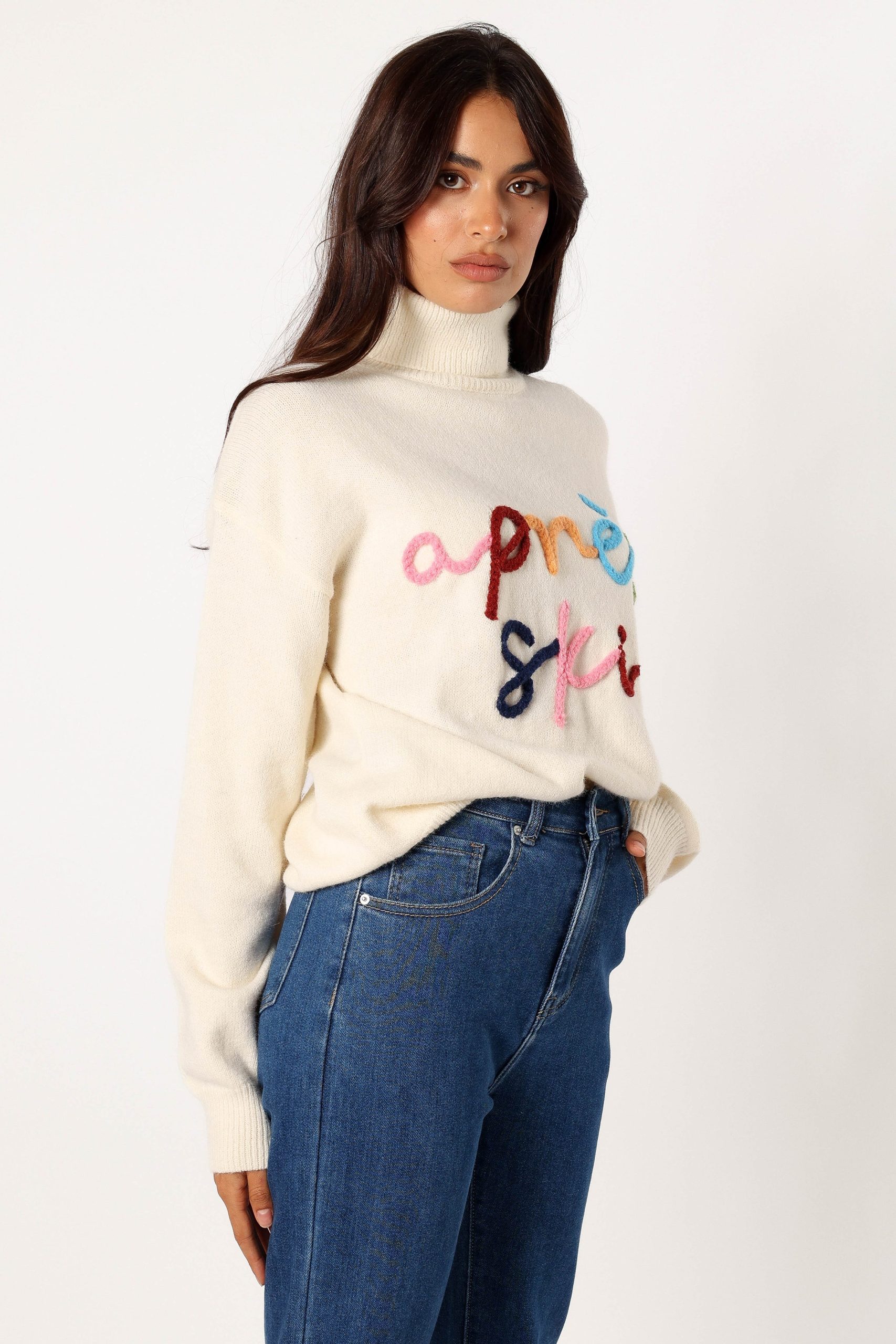 Apres Ski Turtleneck Knit Sweater - Off White - Image 4
