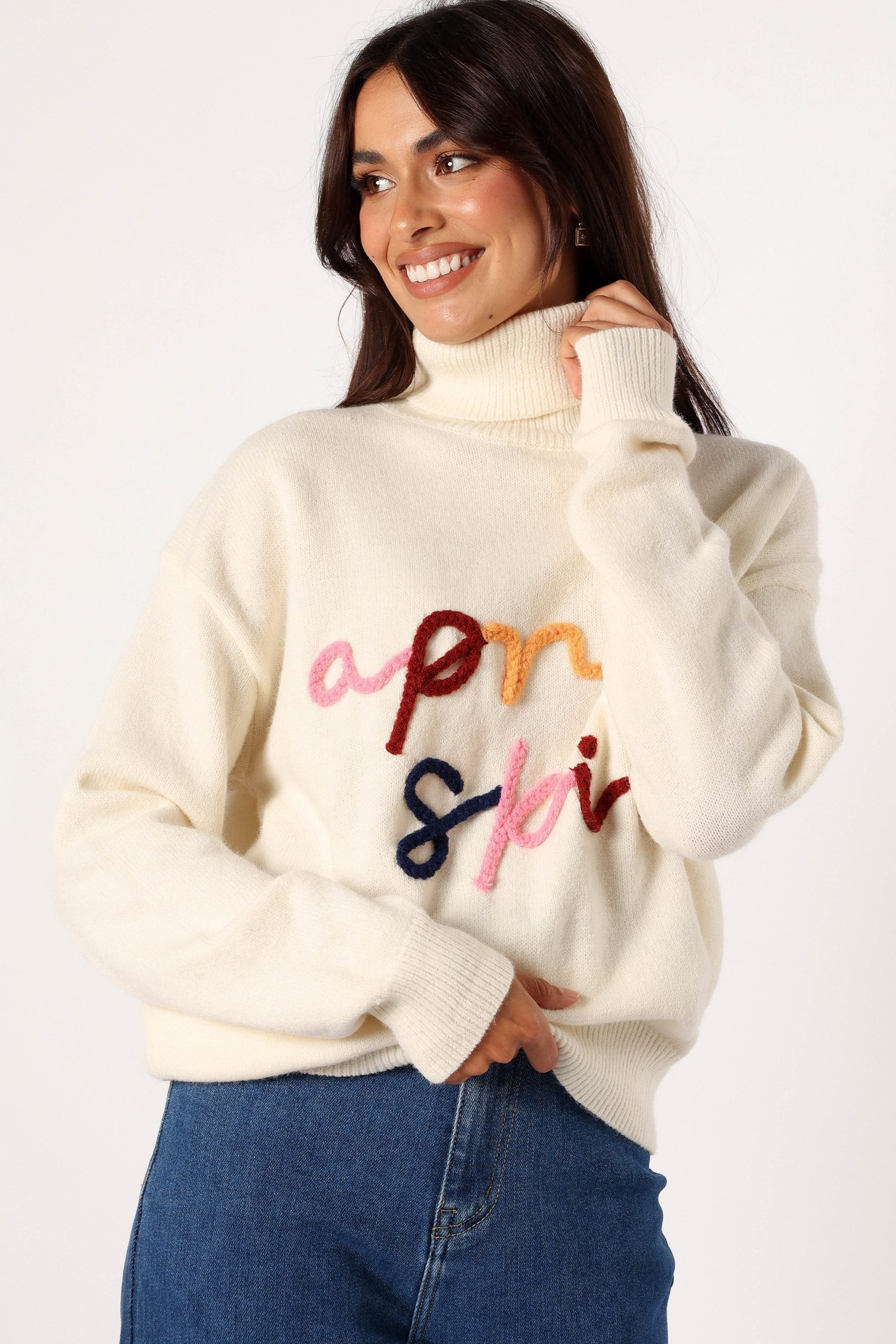 Apres Ski Turtleneck Knit Sweater - Off White - Image 5